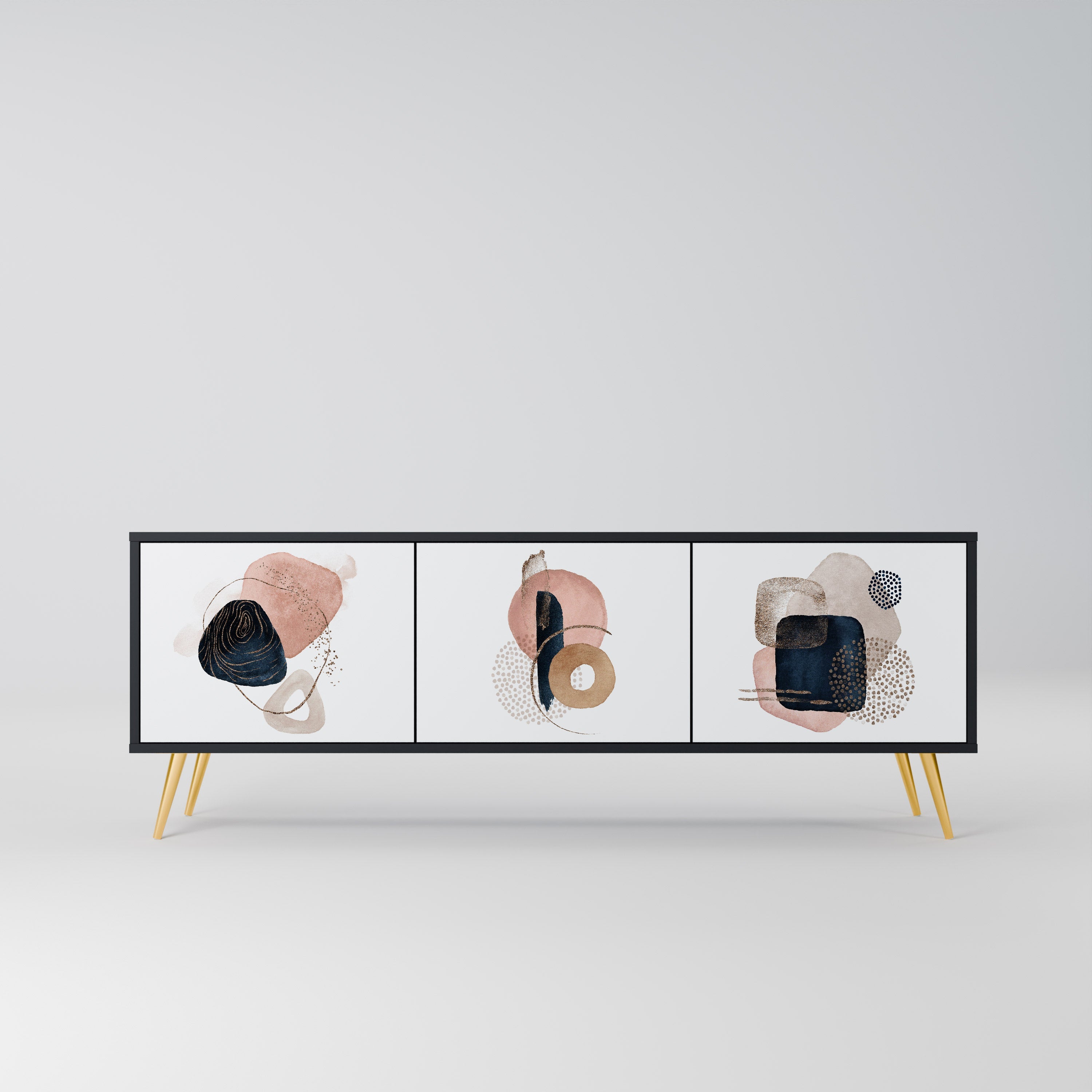 COLORFUL SHAPES TV-Lowboard mit 3 Türen in Schwarz