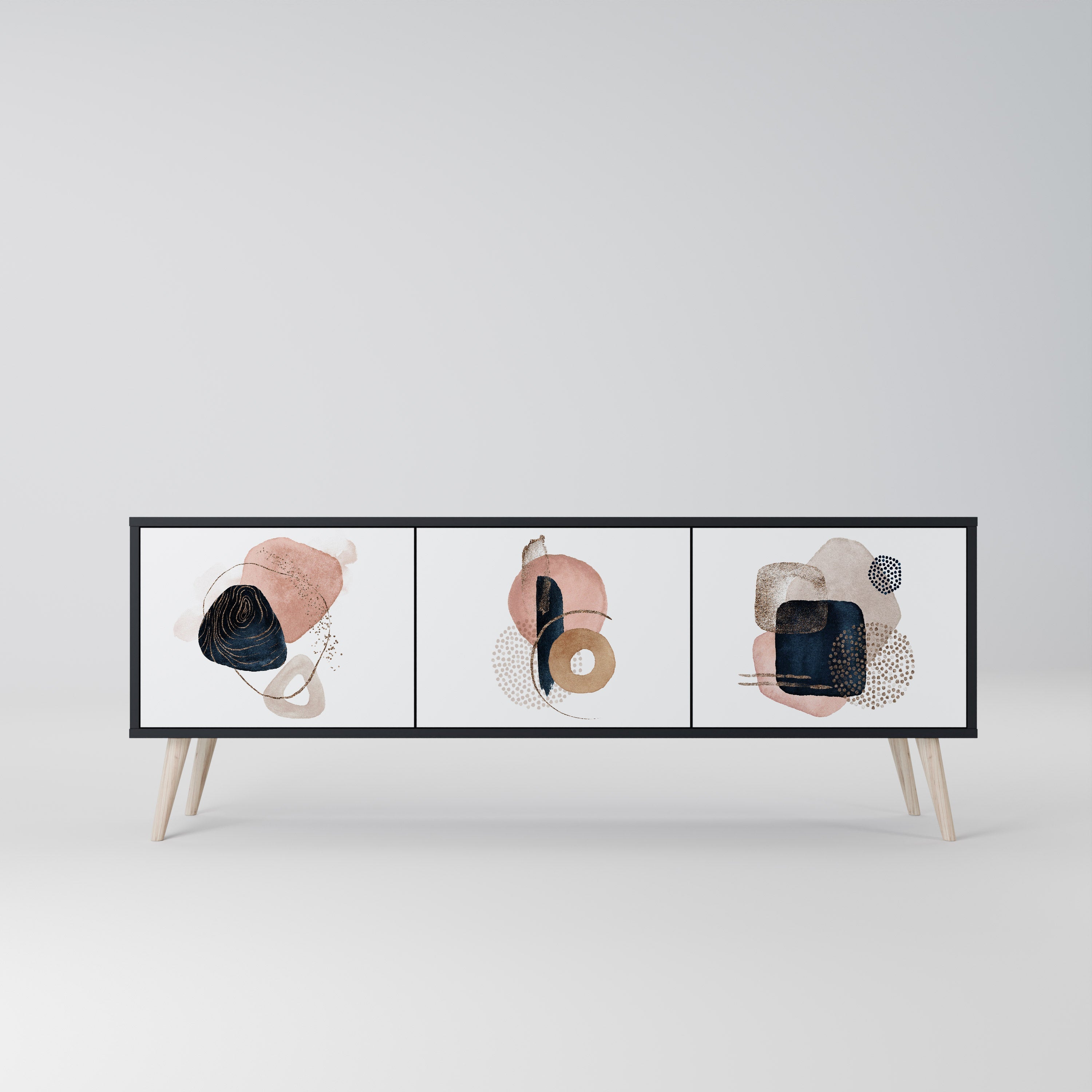 COLORFUL SHAPES TV-Lowboard mit 3 Türen in Schwarz