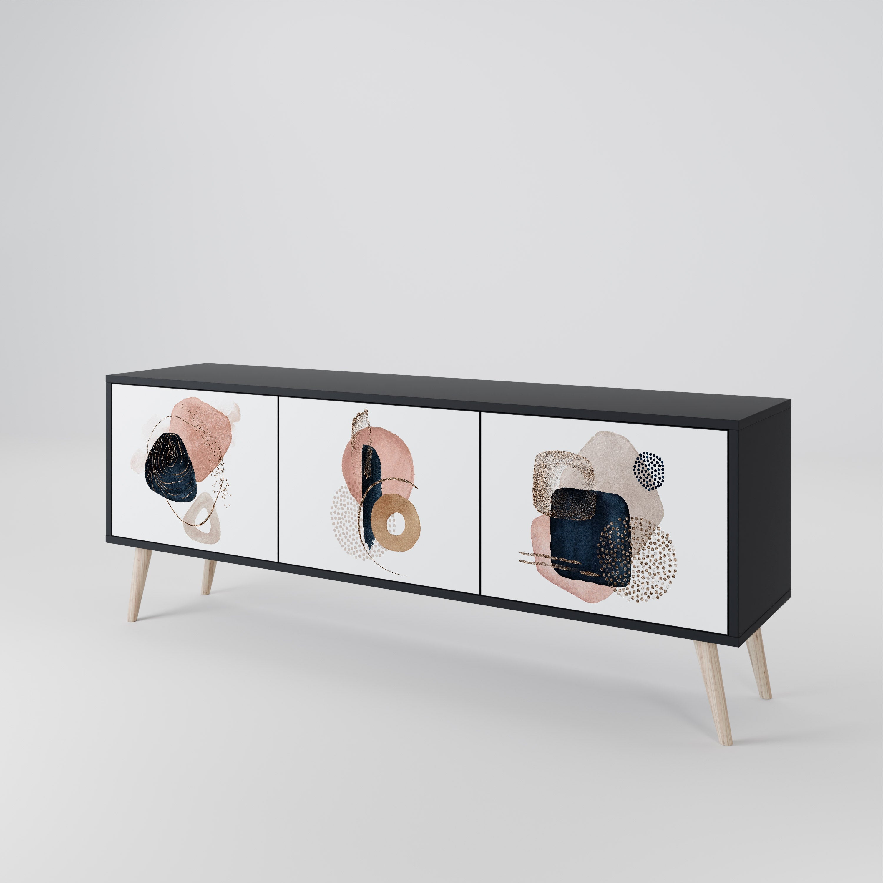 COLORFUL SHAPES TV-Lowboard mit 3 Türen in Schwarz
