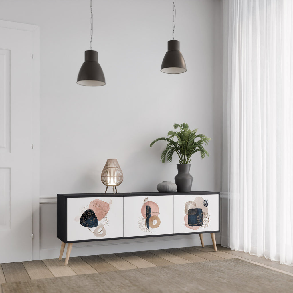 COLORFUL SHAPES TV-Lowboard mit 3 Türen in Schwarz