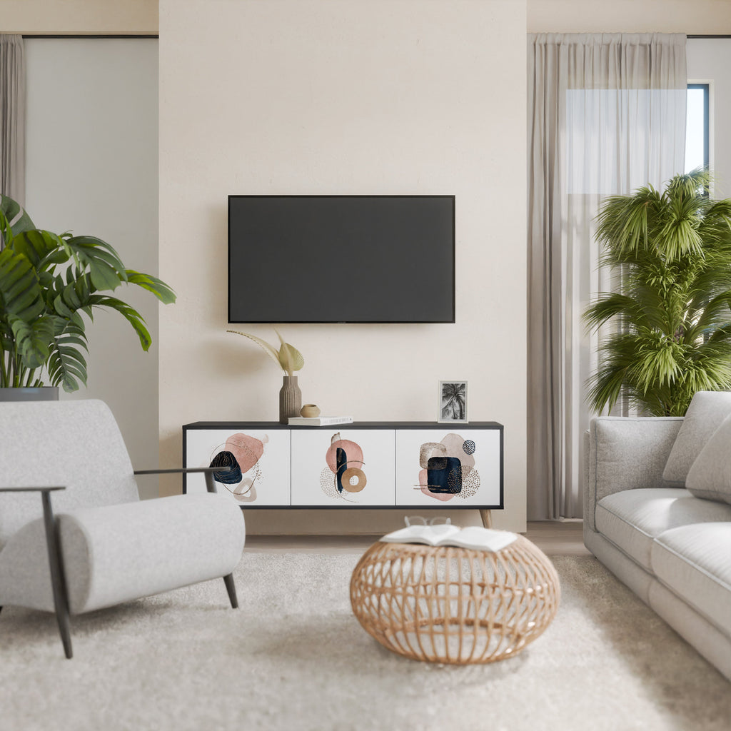 COLORFUL SHAPES TV-Lowboard mit 3 Türen in Schwarz