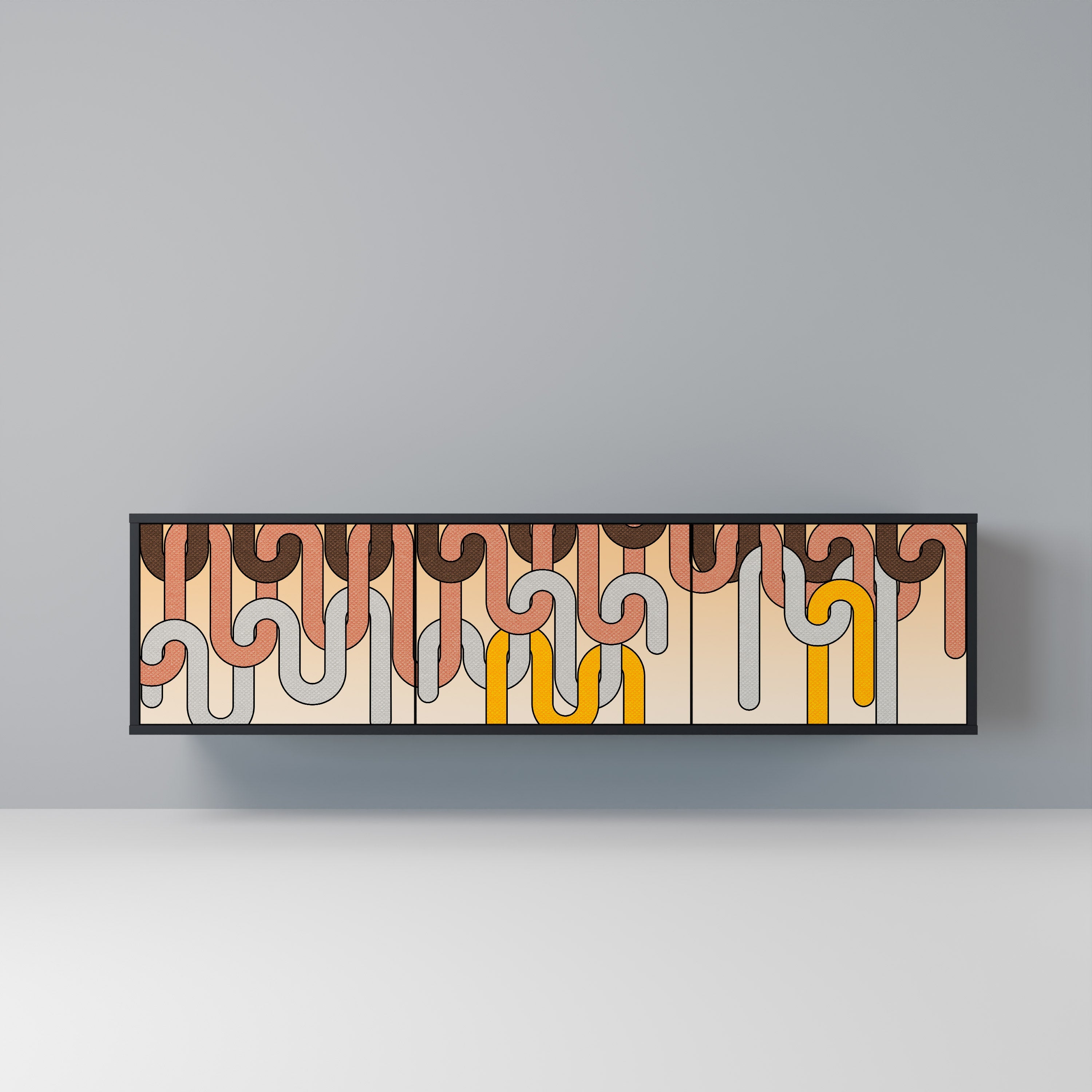 COLORFUL STRINGS TV-Lowboard mit 3 Türen in Schwarz