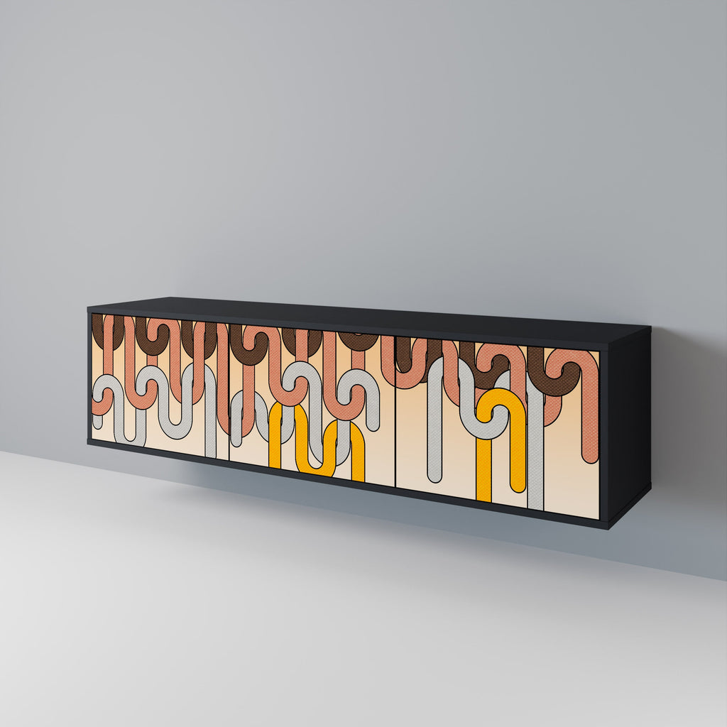 COLORFUL STRINGS TV-Lowboard mit 3 Türen in Schwarz