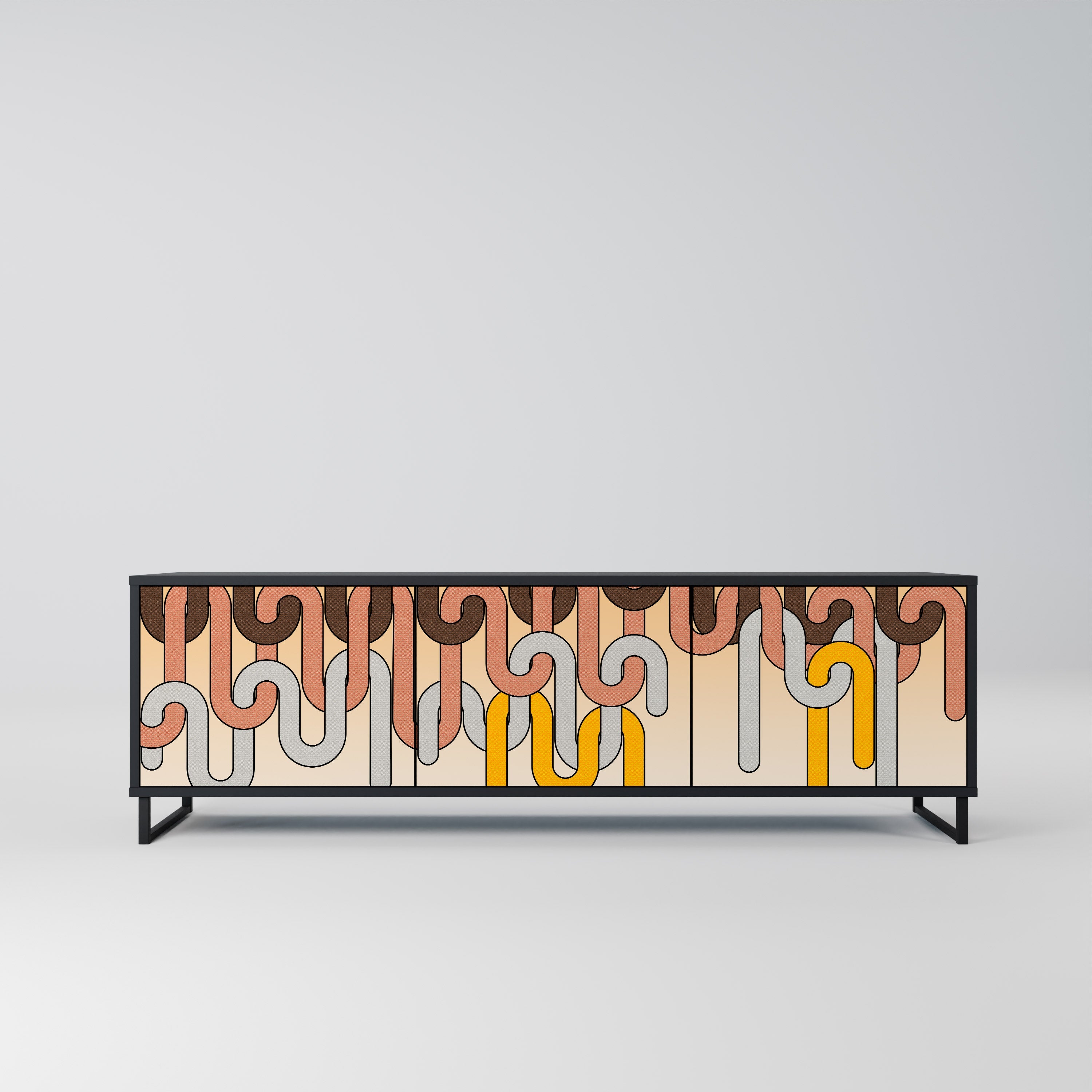 COLORFUL STRINGS TV-Lowboard mit 3 Türen in Schwarz