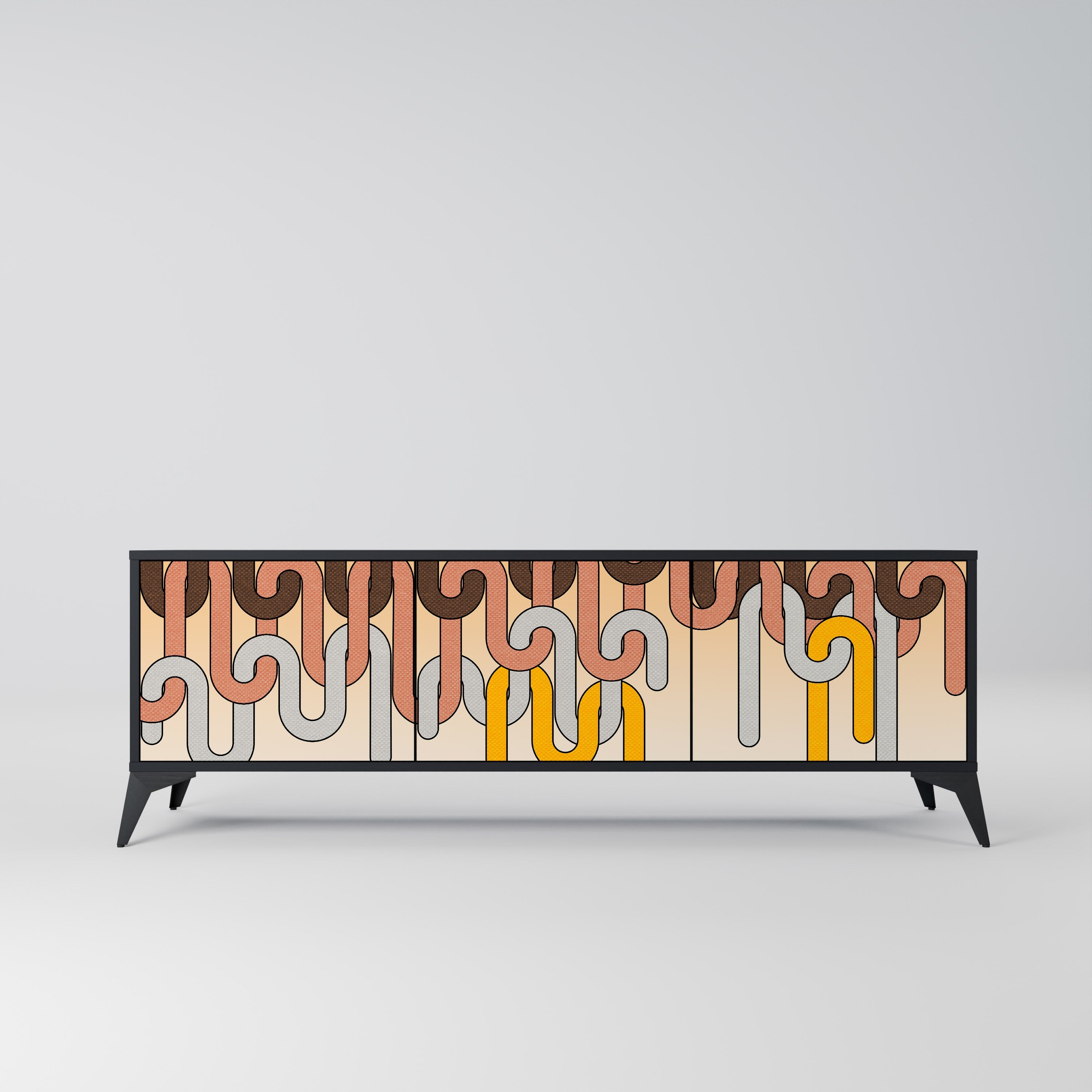 COLORFUL STRINGS TV-Lowboard mit 3 Türen in Schwarz