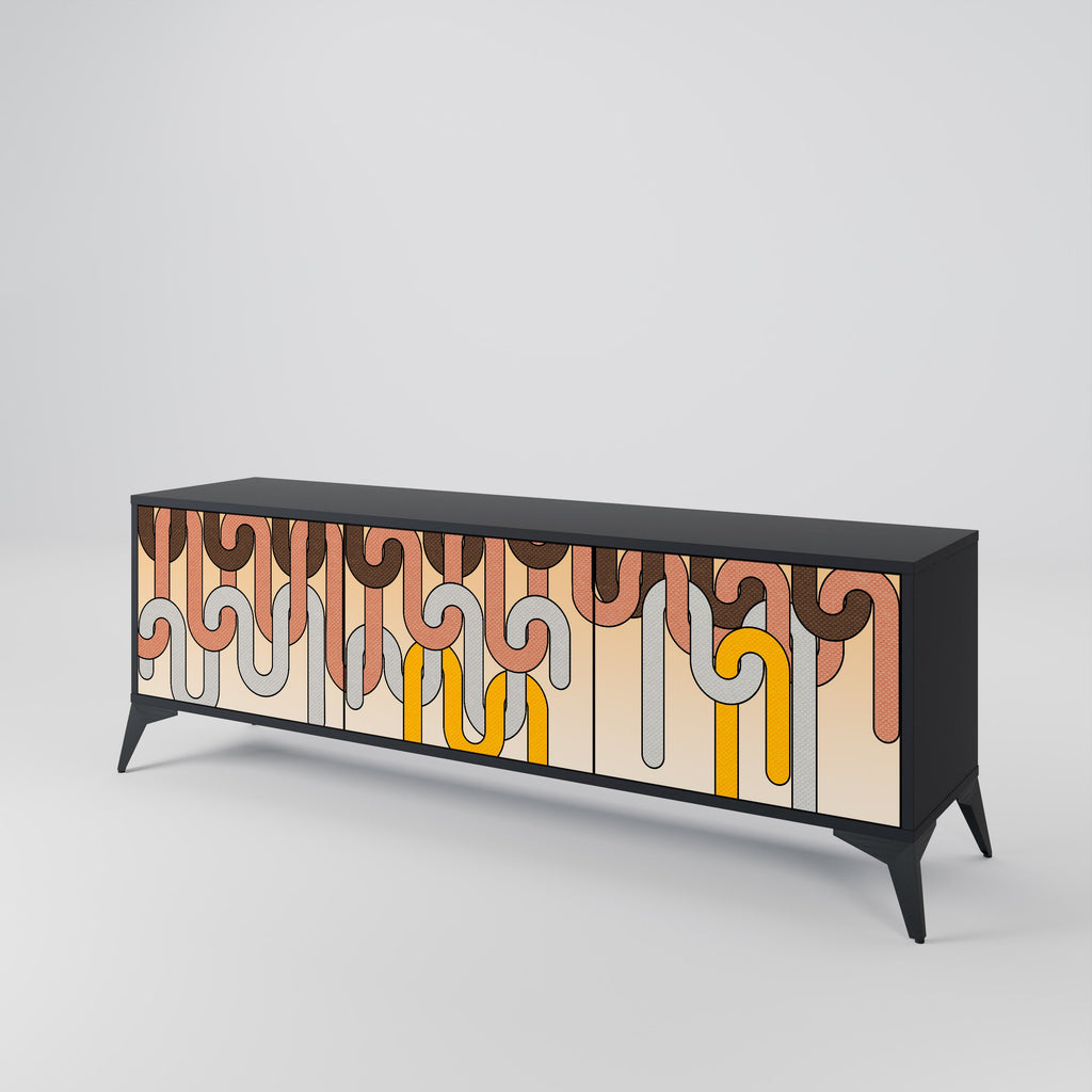 COLORFUL STRINGS TV-Lowboard mit 3 Türen in Schwarz