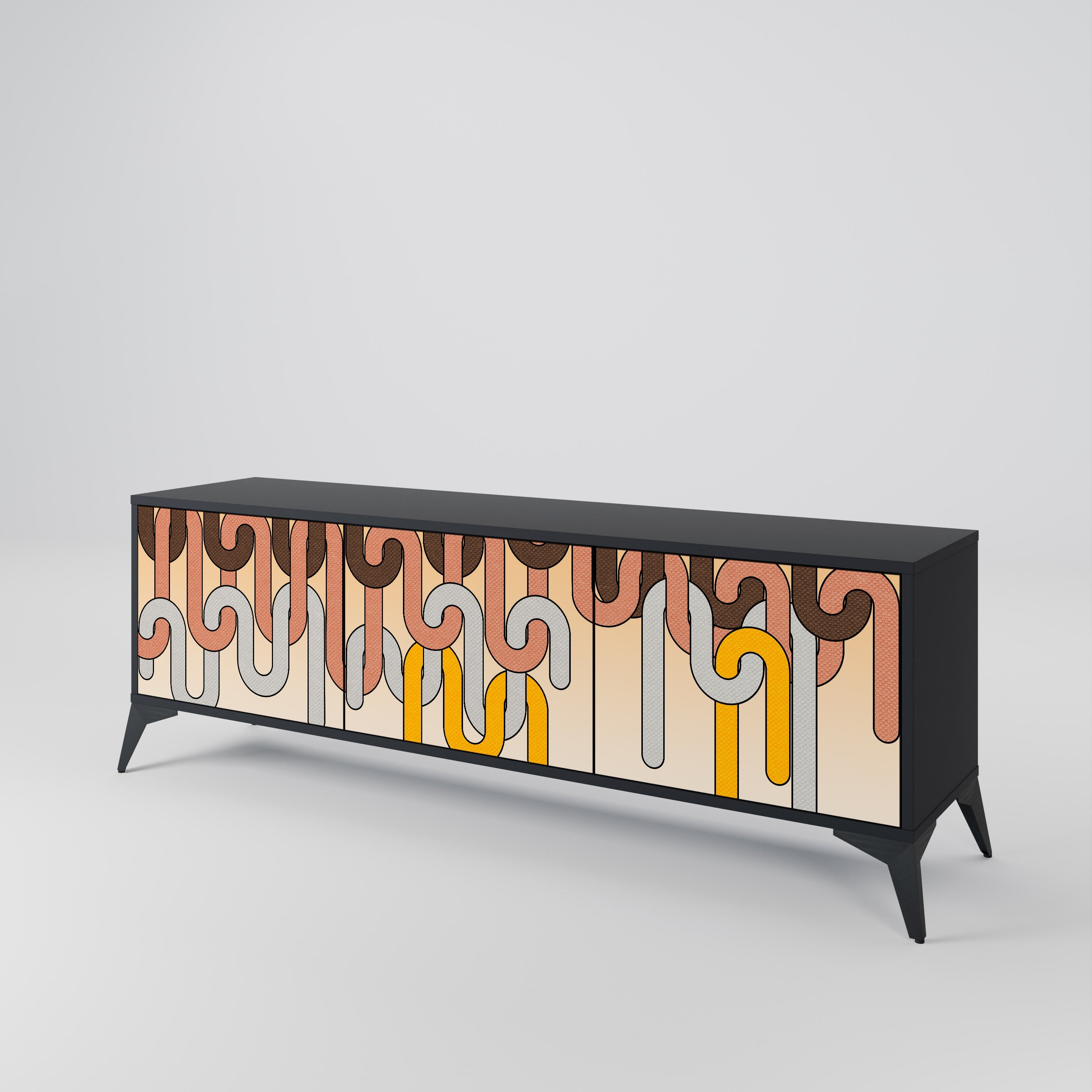 COLORFUL STRINGS TV-Lowboard mit 3 Türen in Schwarz