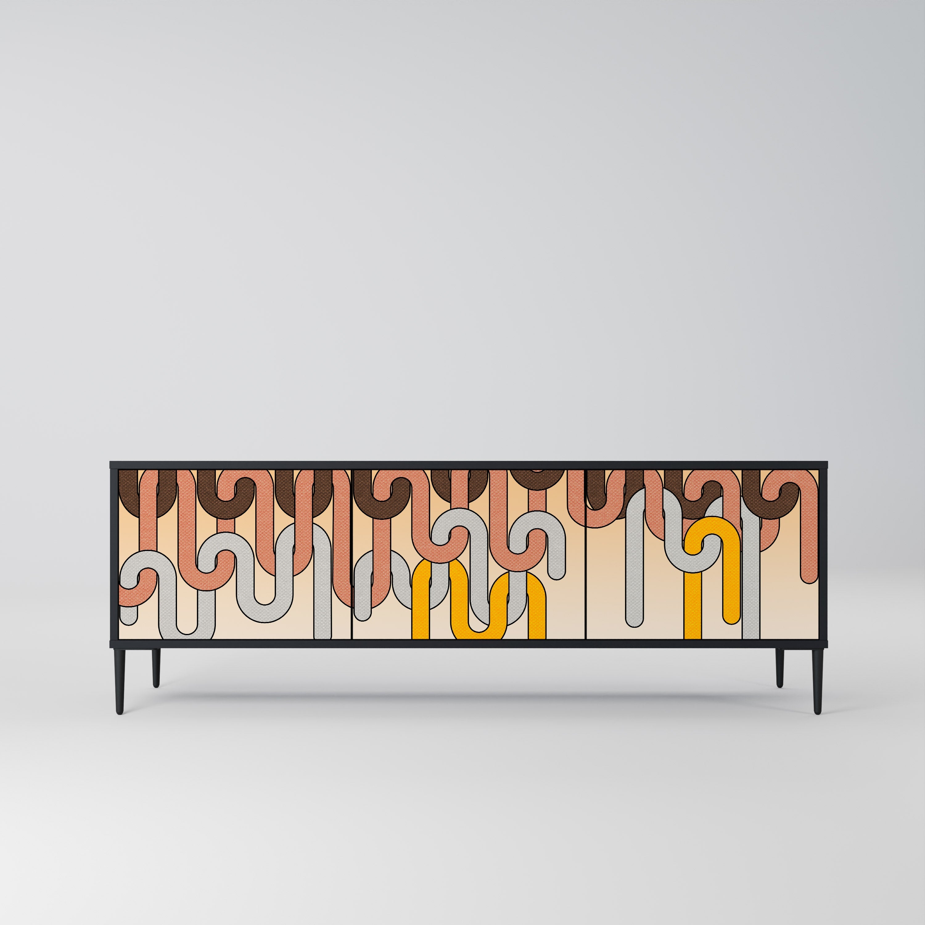 COLORFUL STRINGS TV-Lowboard mit 3 Türen in Schwarz