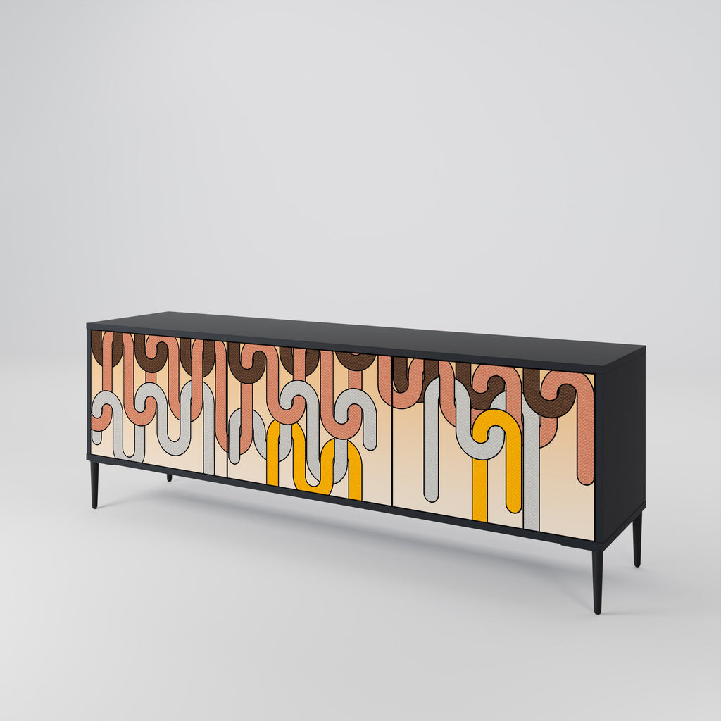 COLORFUL STRINGS TV-Lowboard mit 3 Türen in Schwarz