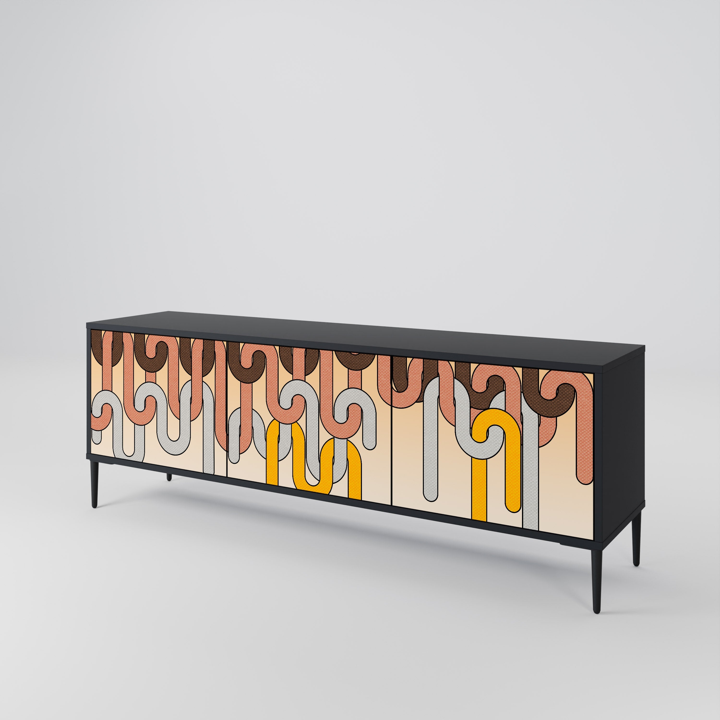 COLORFUL STRINGS TV-Lowboard mit 3 Türen in Schwarz