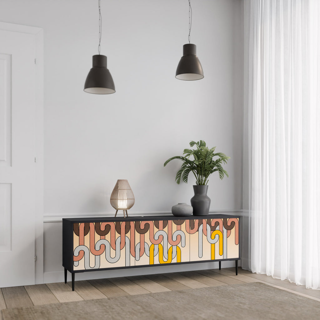 COLORFUL STRINGS TV-Lowboard mit 3 Türen in Schwarz