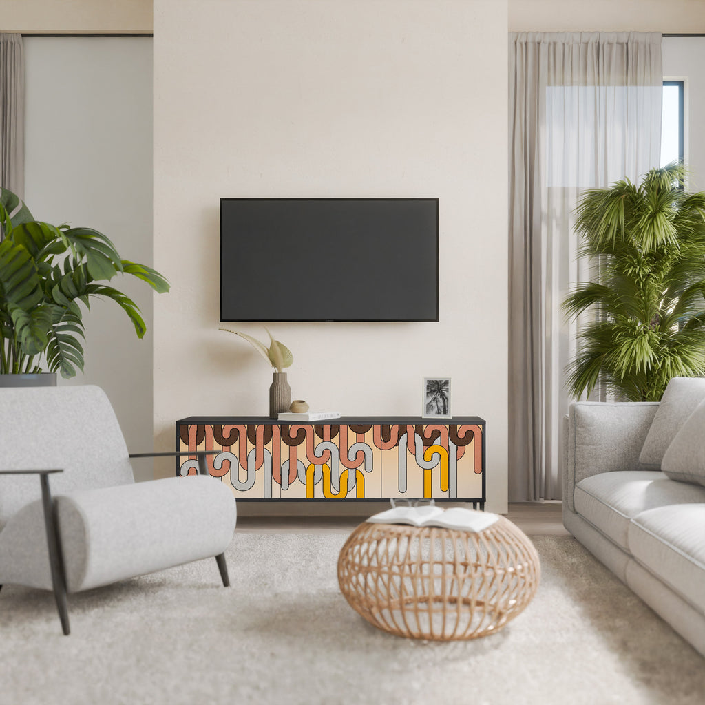 COLORFUL STRINGS TV-Lowboard mit 3 Türen in Schwarz