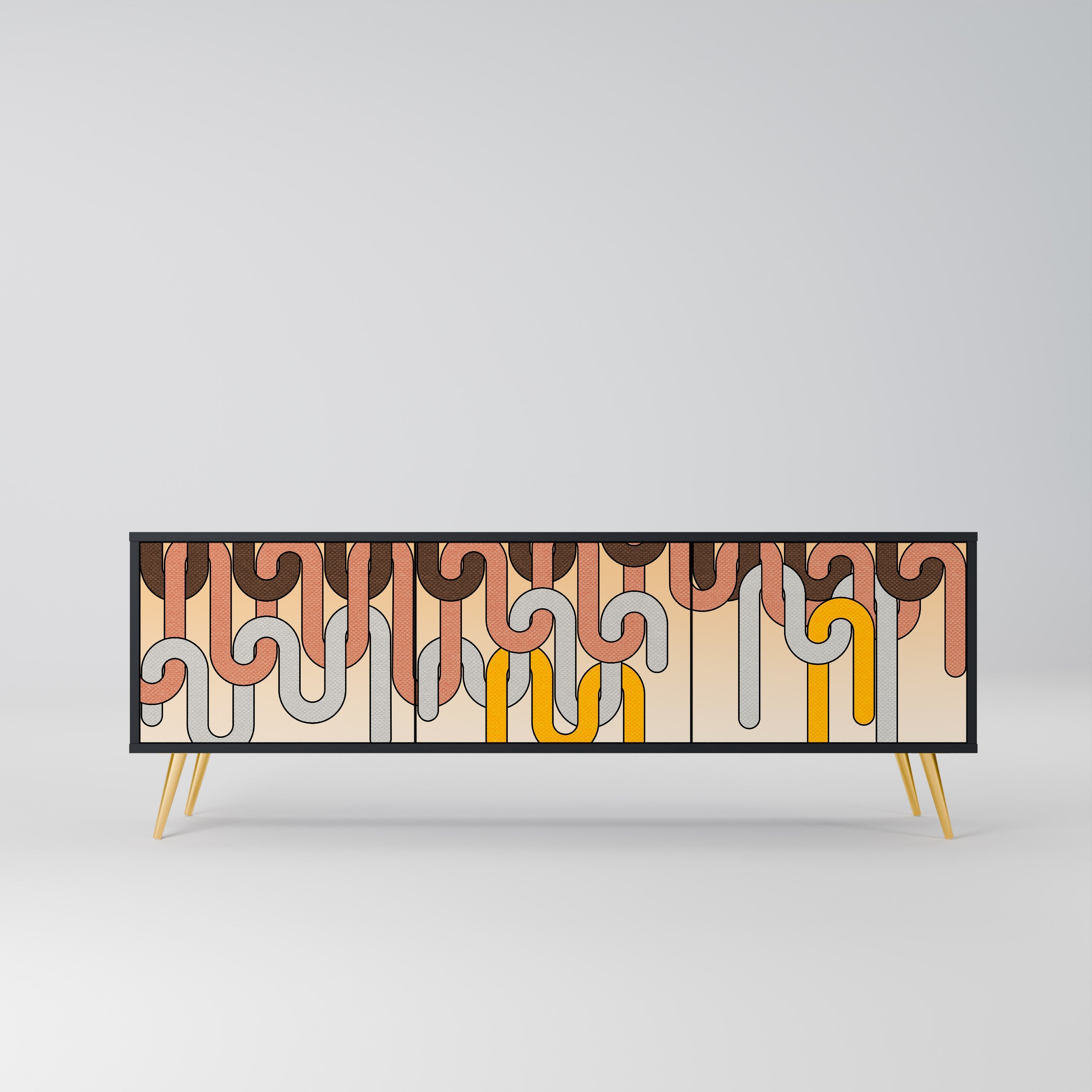 COLORFUL STRINGS TV-Lowboard mit 3 Türen in Schwarz