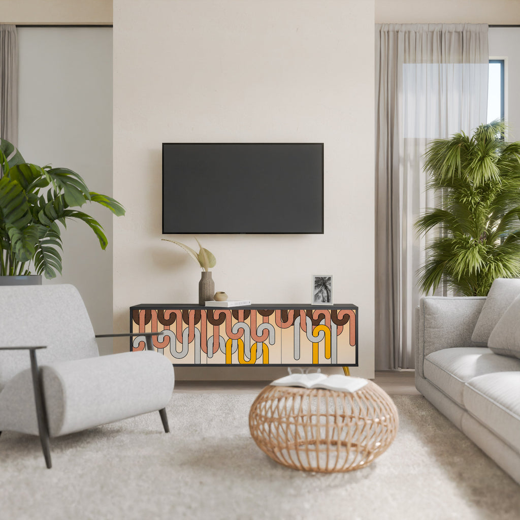 COLORFUL STRINGS TV-Lowboard mit 3 Türen in Schwarz