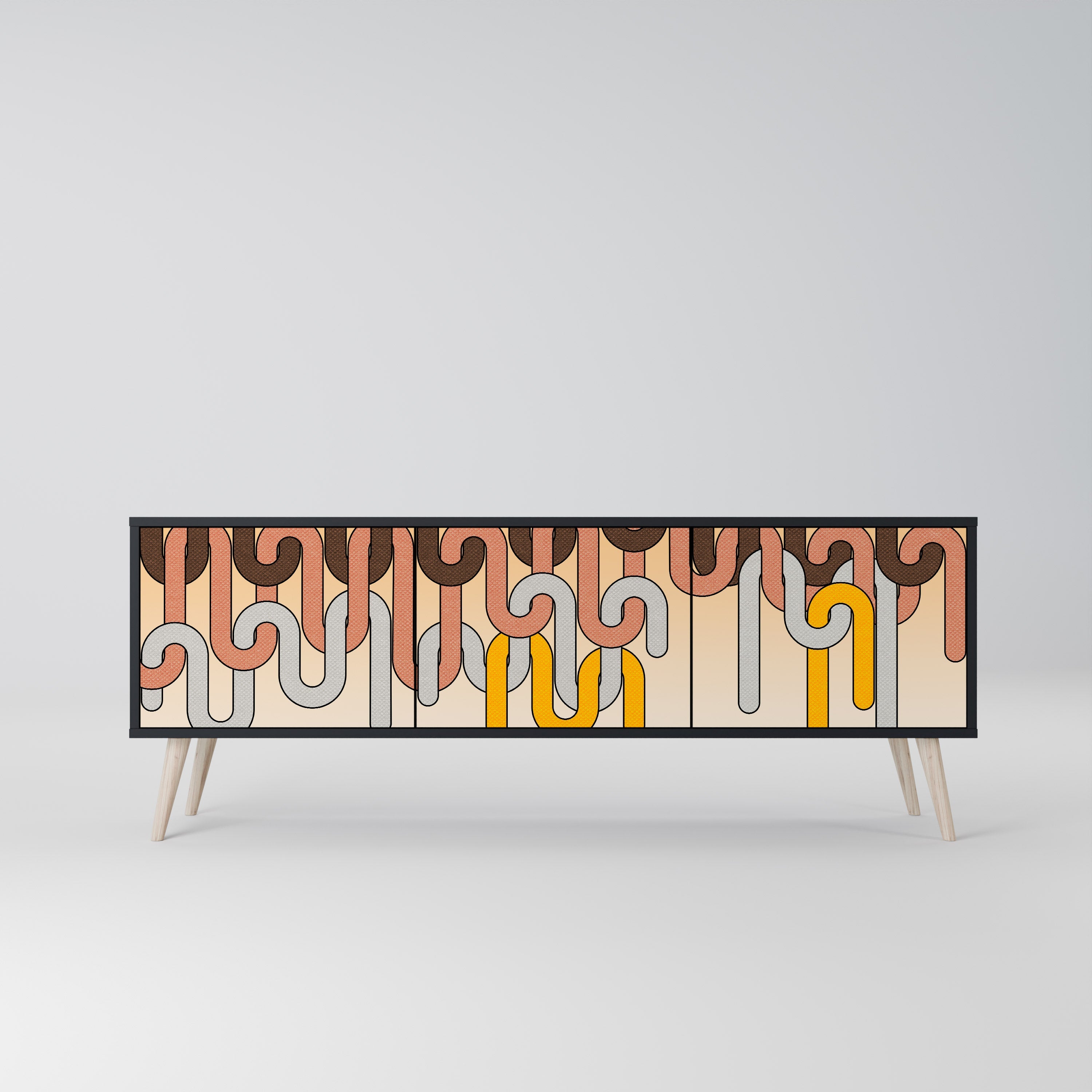 COLORFUL STRINGS TV-Lowboard mit 3 Türen in Schwarz