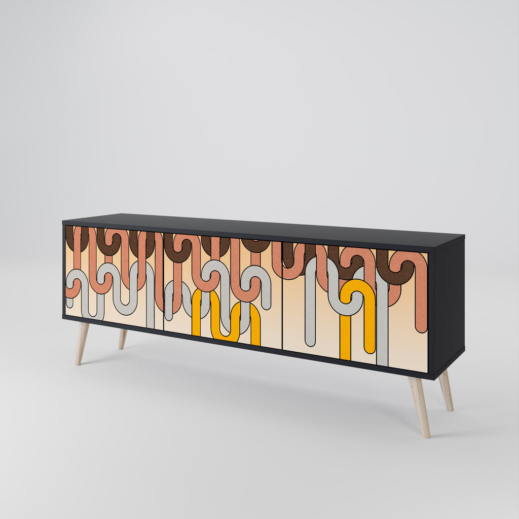 COLORFUL STRINGS TV-Lowboard mit 3 Türen in Schwarz