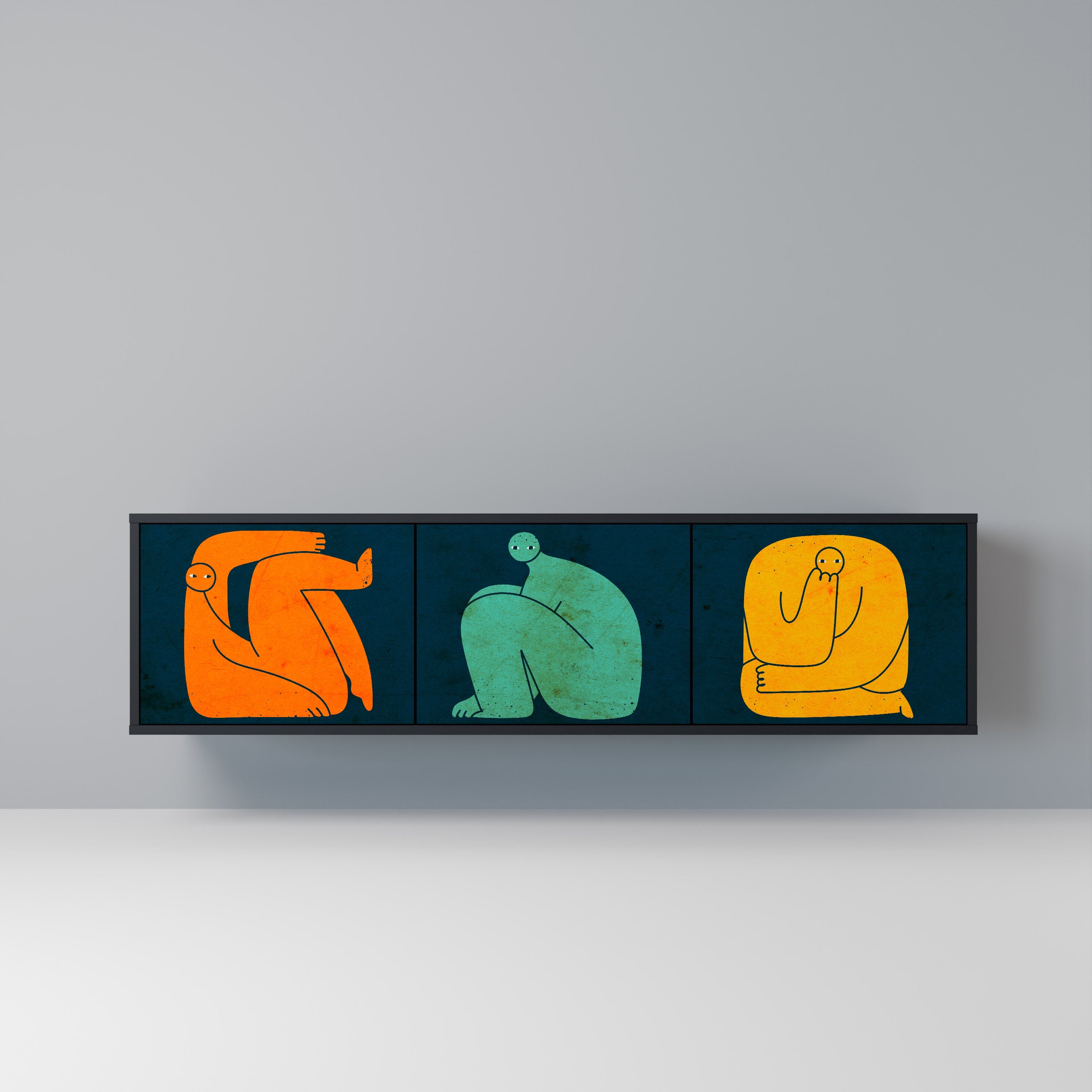 TOGETHER BUT SEPARATELY TV-Lowboard mit 3 Türen in Schwarz