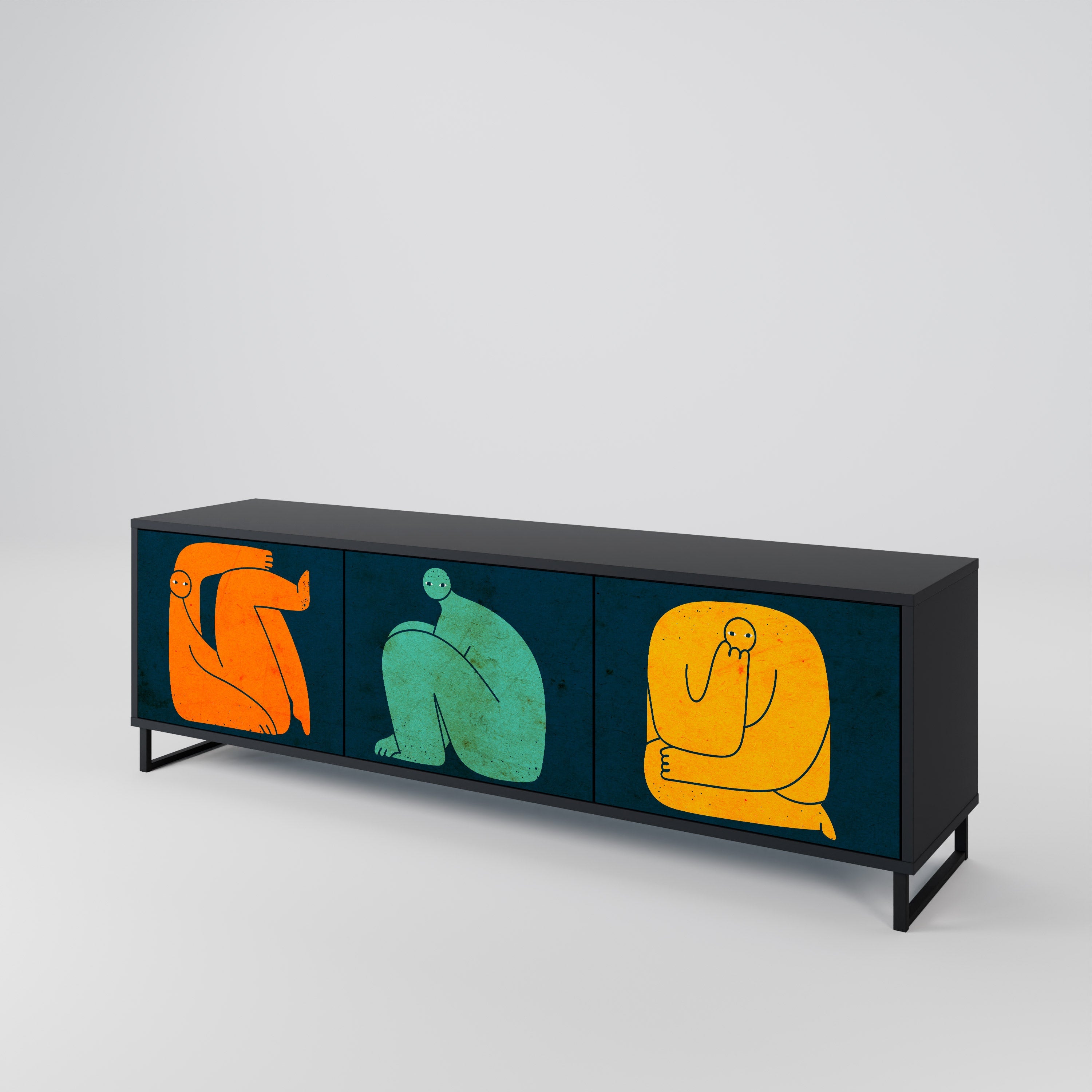 TOGETHER BUT SEPARATELY TV-Lowboard mit 3 Türen in Schwarz