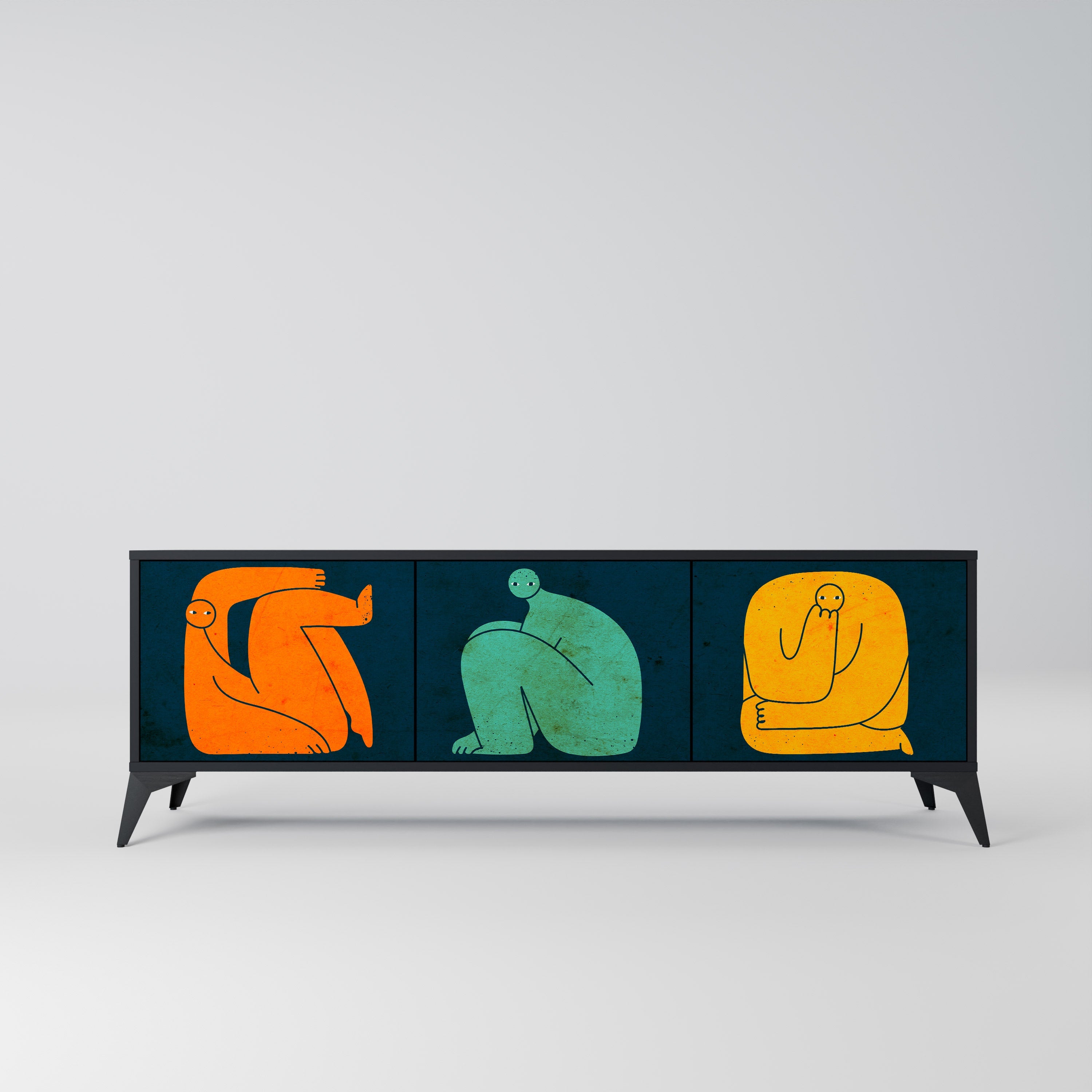 TOGETHER BUT SEPARATELY TV-Lowboard mit 3 Türen in Schwarz