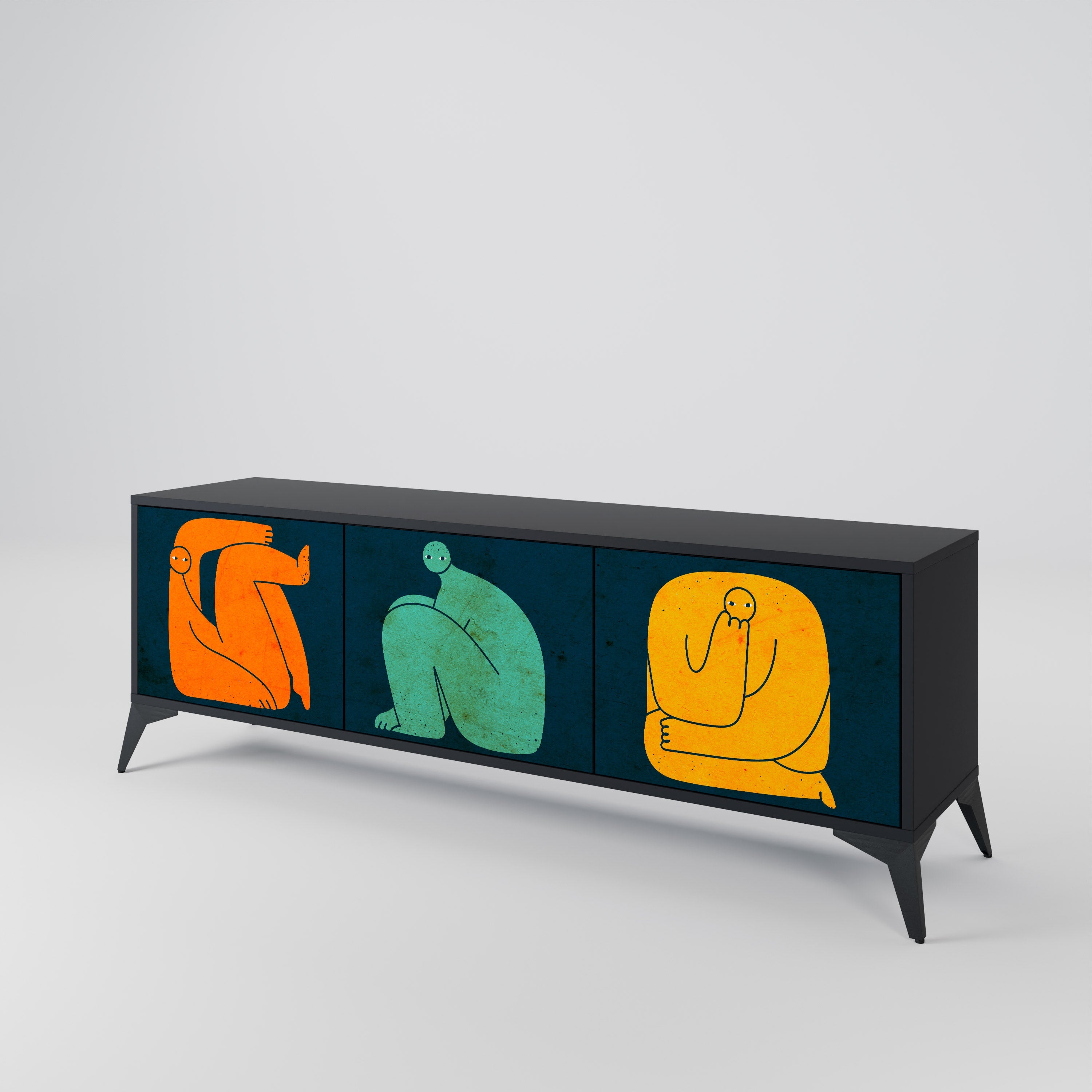 TOGETHER BUT SEPARATELY TV-Lowboard mit 3 Türen in Schwarz