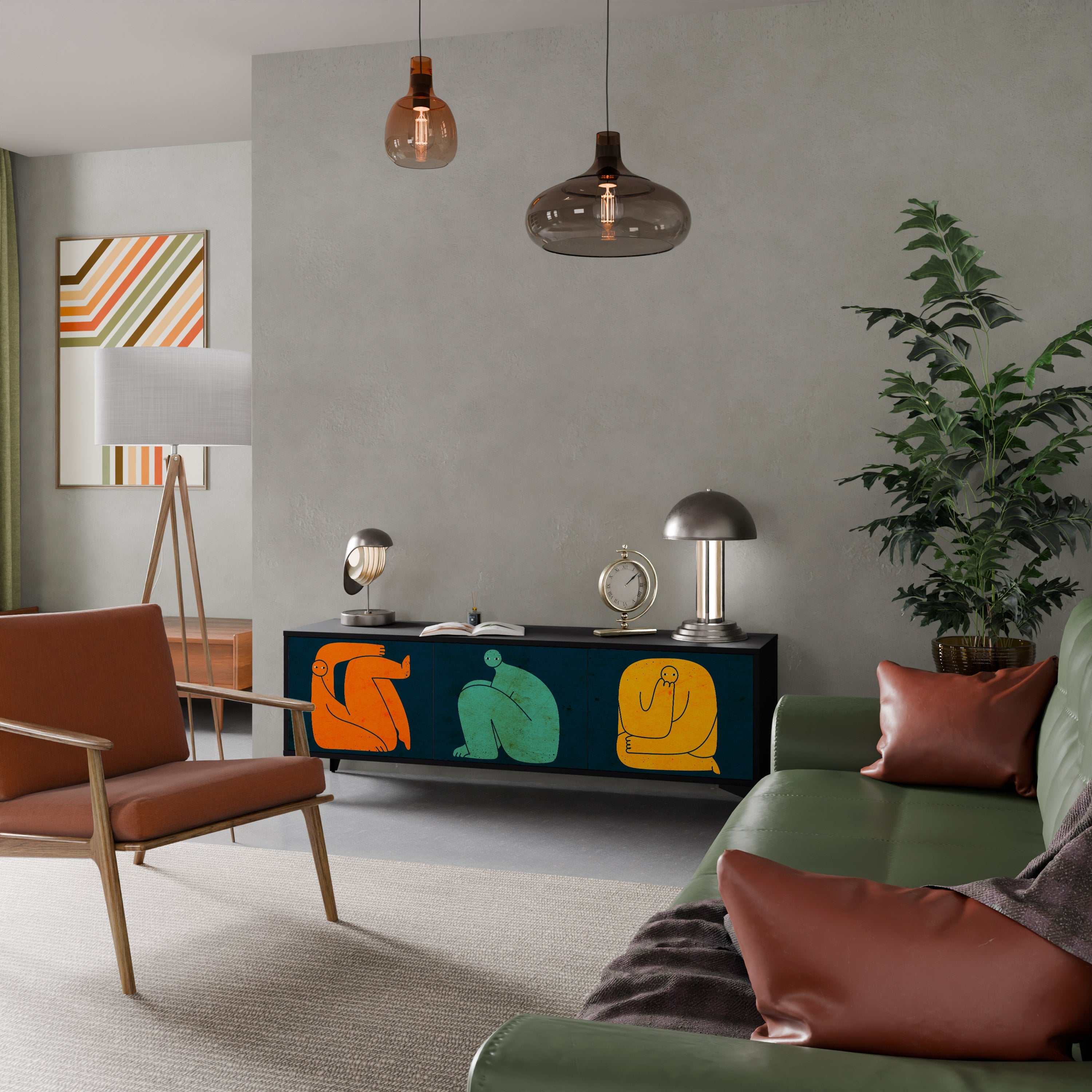 TOGETHER BUT SEPARATELY TV-Lowboard mit 3 Türen in Schwarz