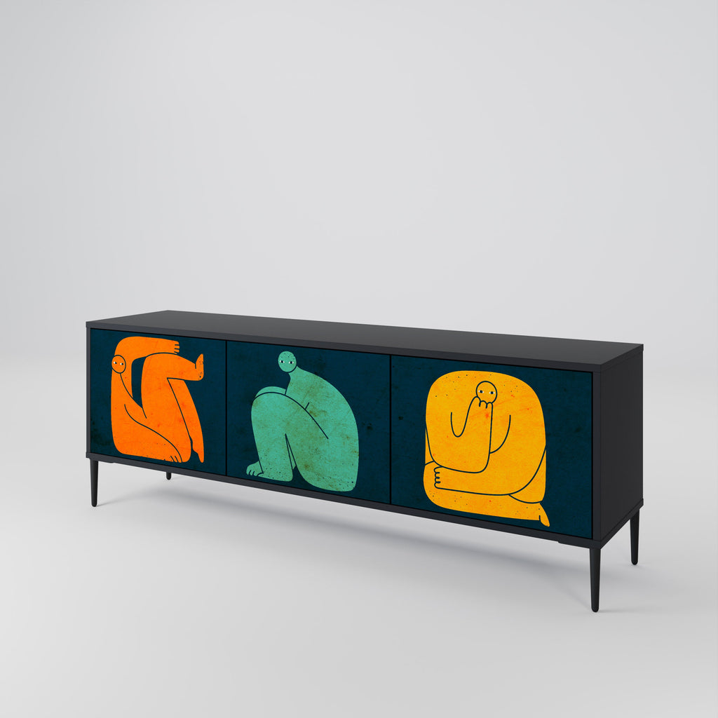 TOGETHER BUT SEPARATELY TV-Lowboard mit 3 Türen in Schwarz