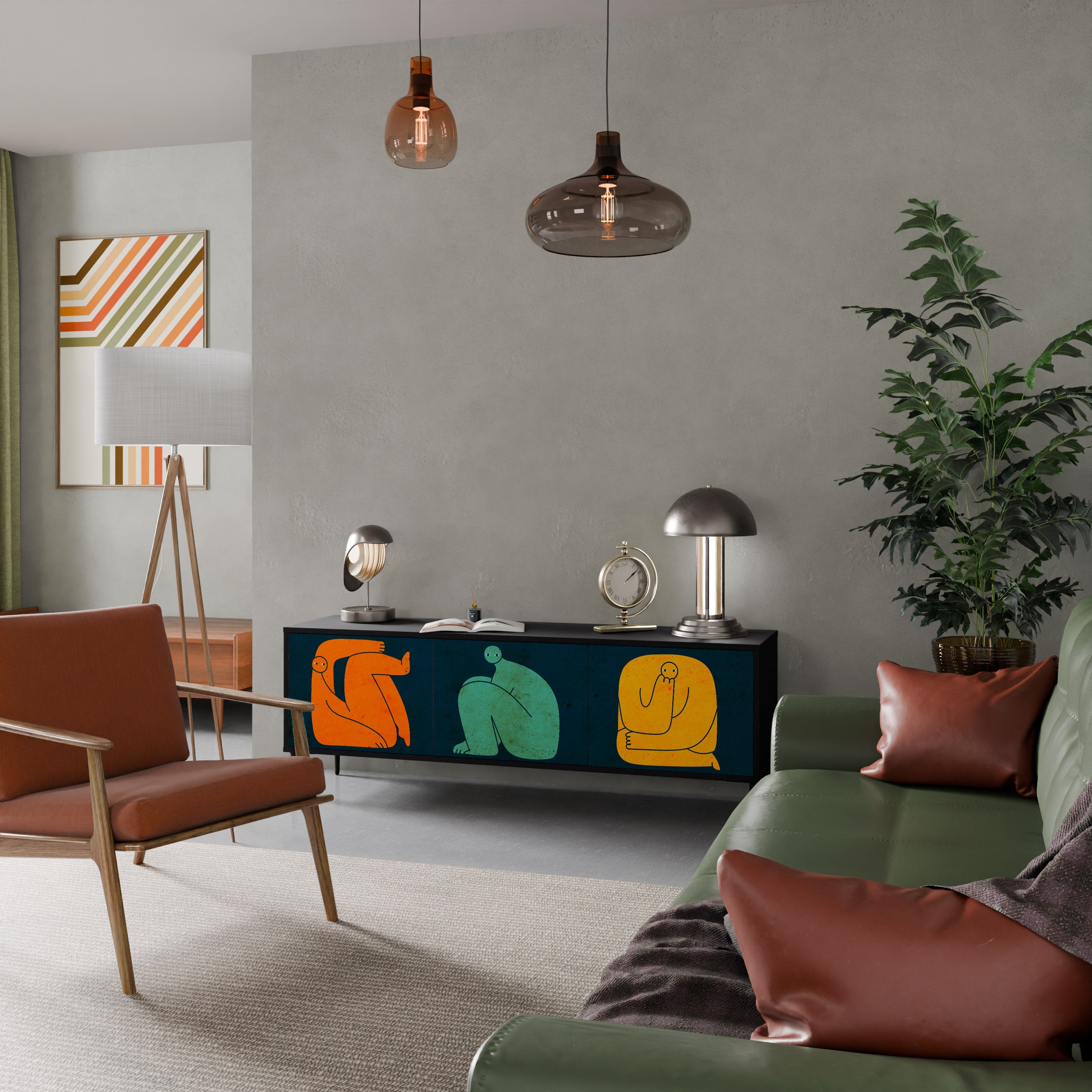 TOGETHER BUT SEPARATELY TV-Lowboard mit 3 Türen in Schwarz