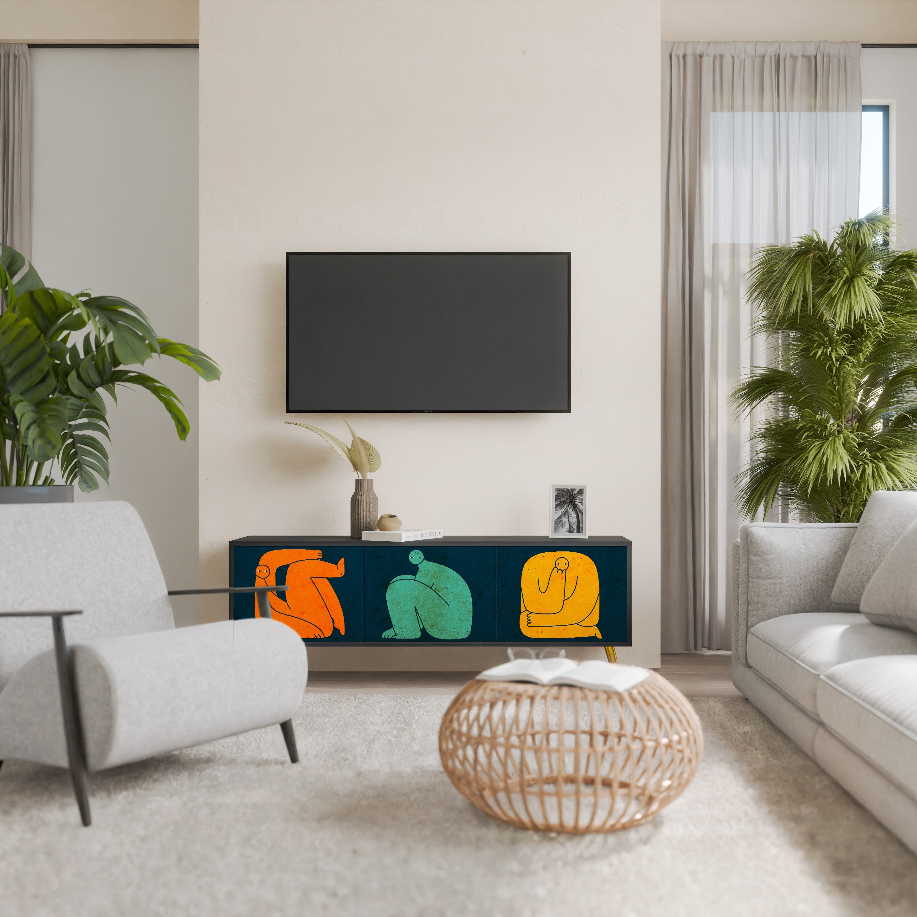 TOGETHER BUT SEPARATELY TV-Lowboard mit 3 Türen in Schwarz