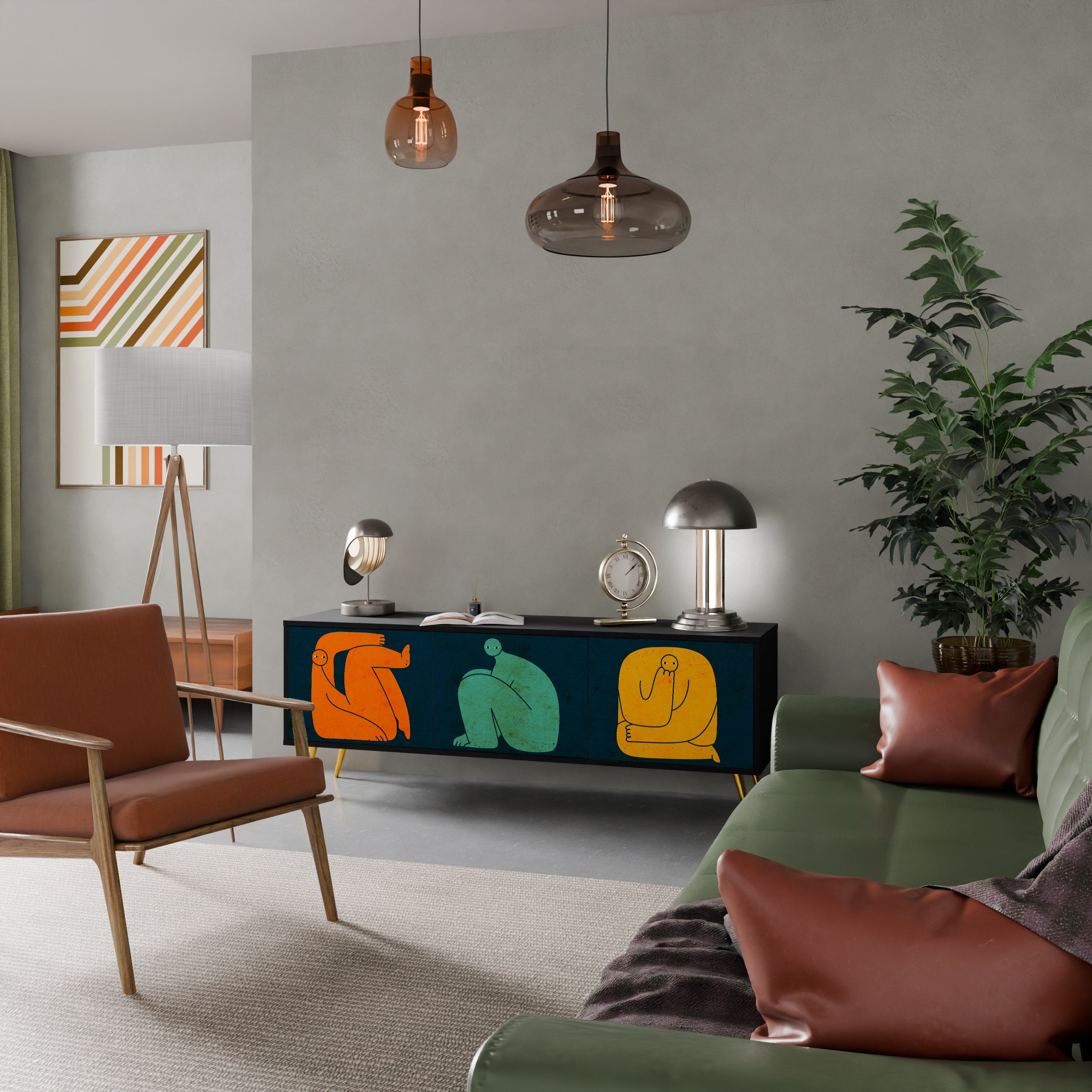 TOGETHER BUT SEPARATELY TV-Lowboard mit 3 Türen in Schwarz