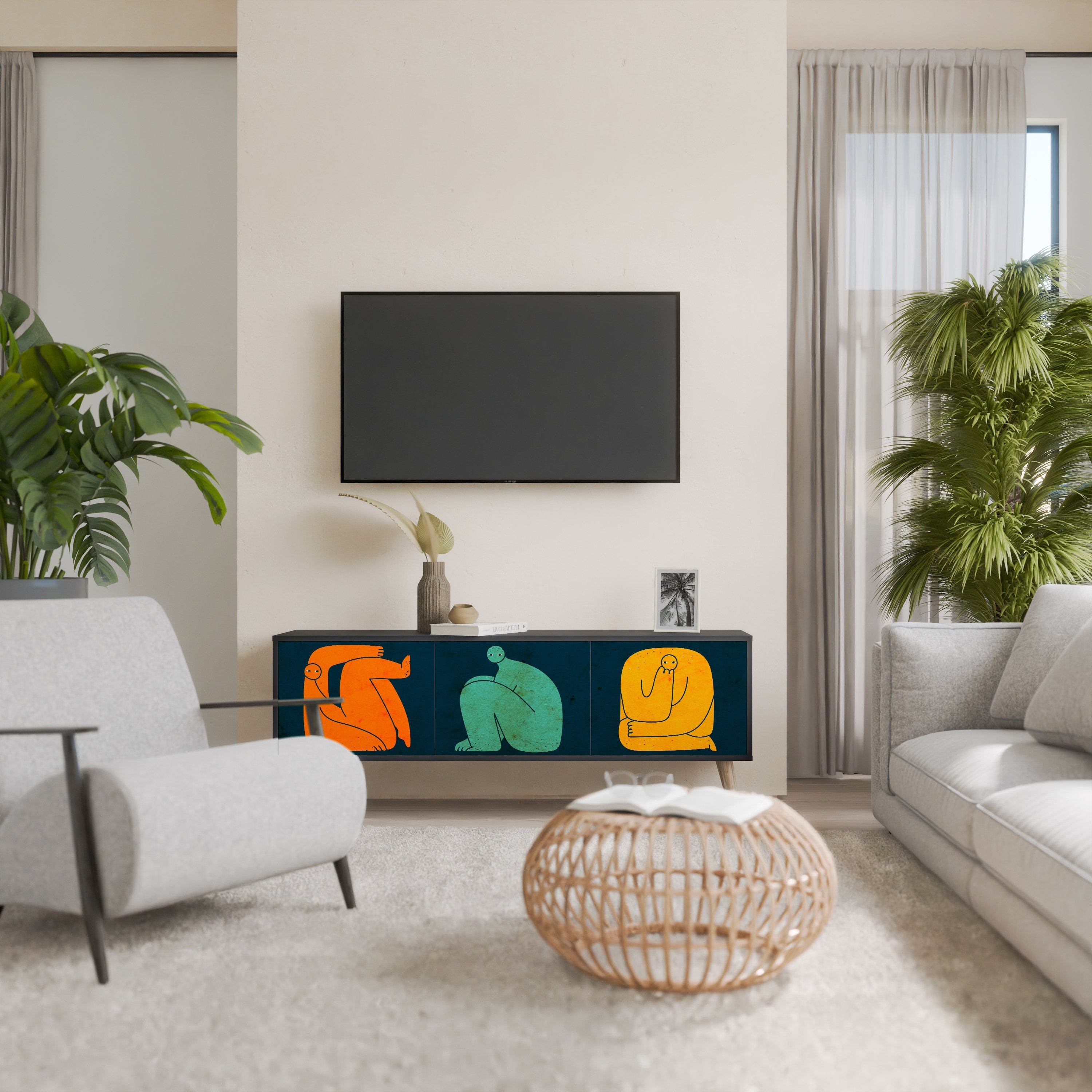 TOGETHER BUT SEPARATELY TV-Lowboard mit 3 Türen in Schwarz