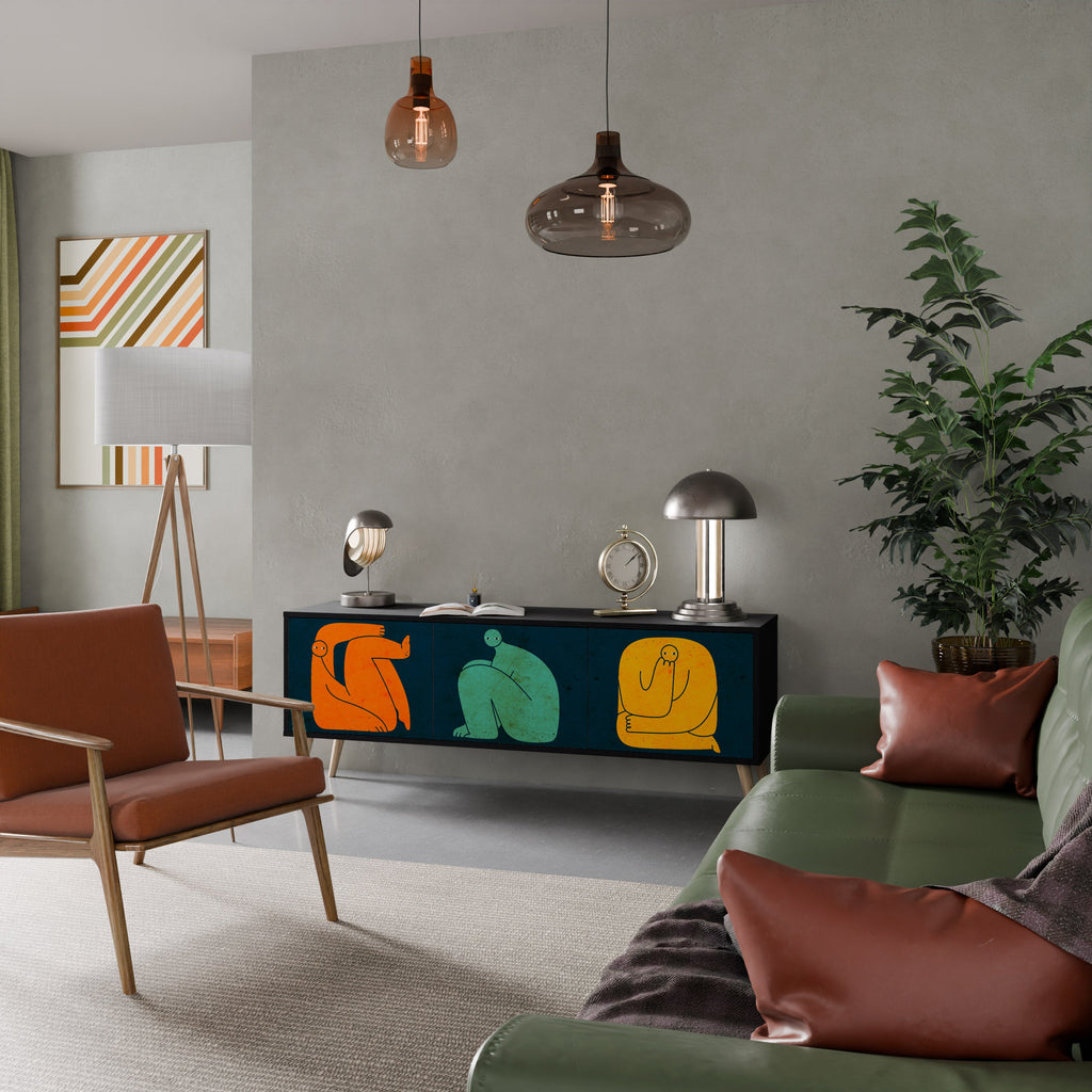 TOGETHER BUT SEPARATELY TV-Lowboard mit 3 Türen in Schwarz