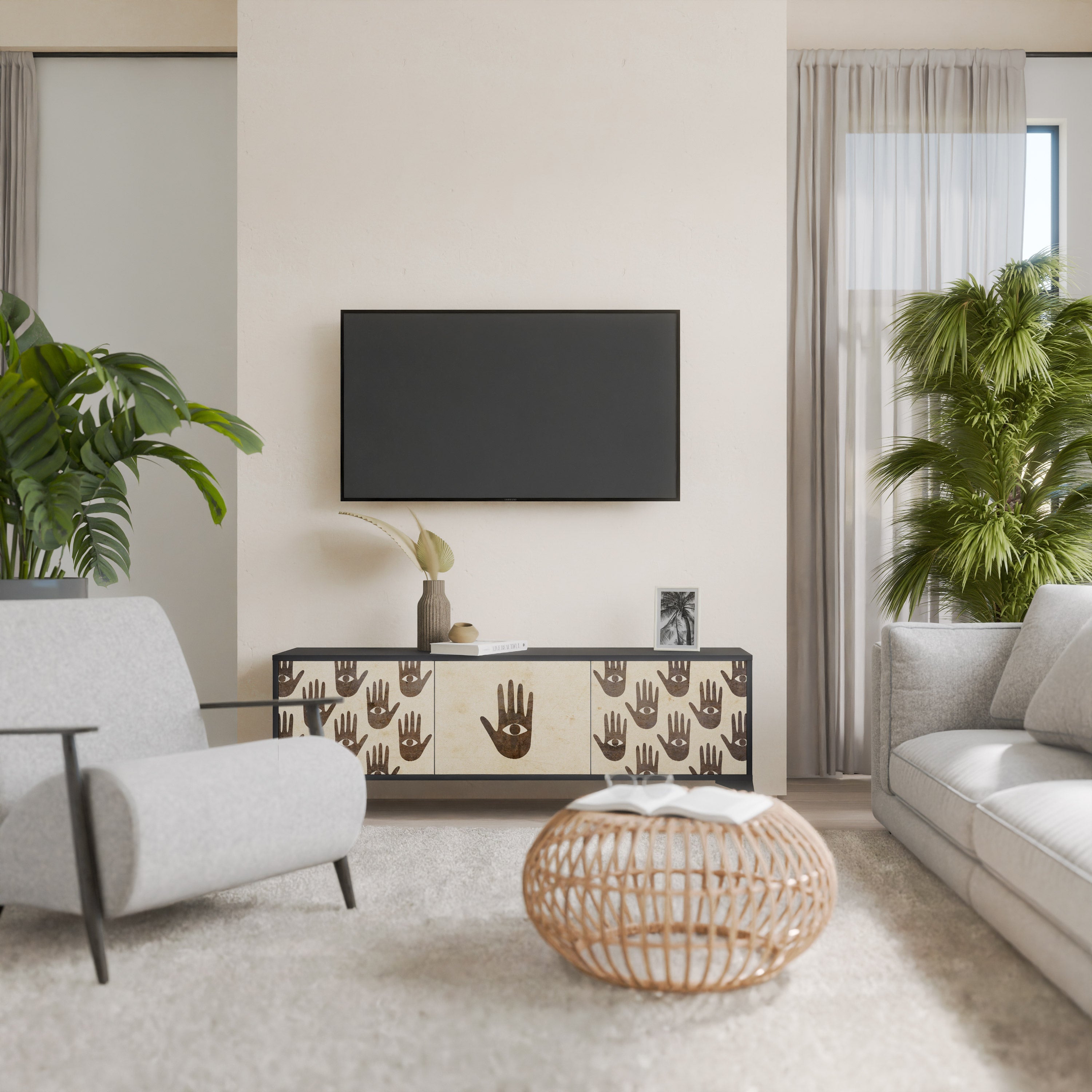 SEE MORE TV-Lowboard mit 3 Türen in Schwarz