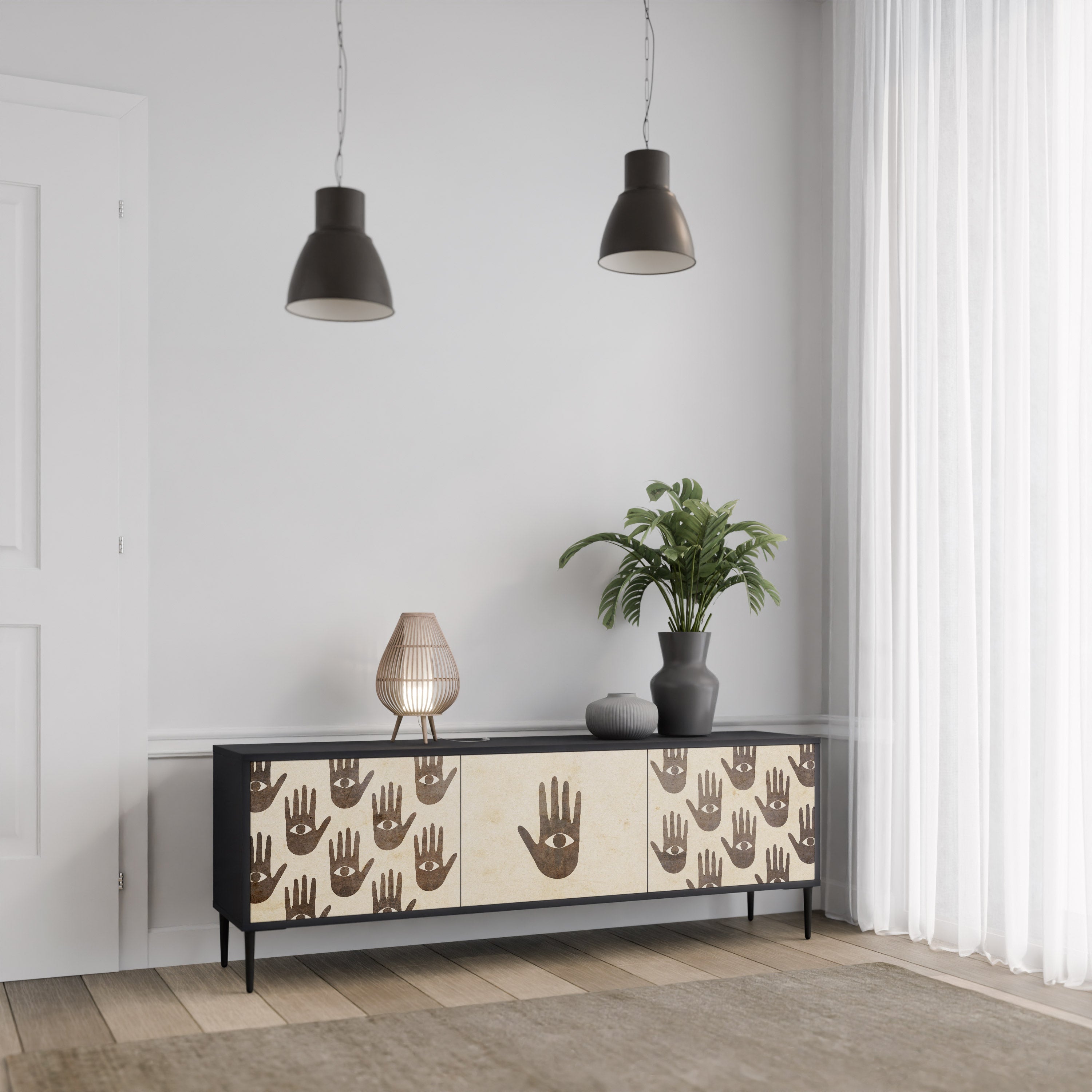 SEE MORE TV-Lowboard mit 3 Türen in Schwarz