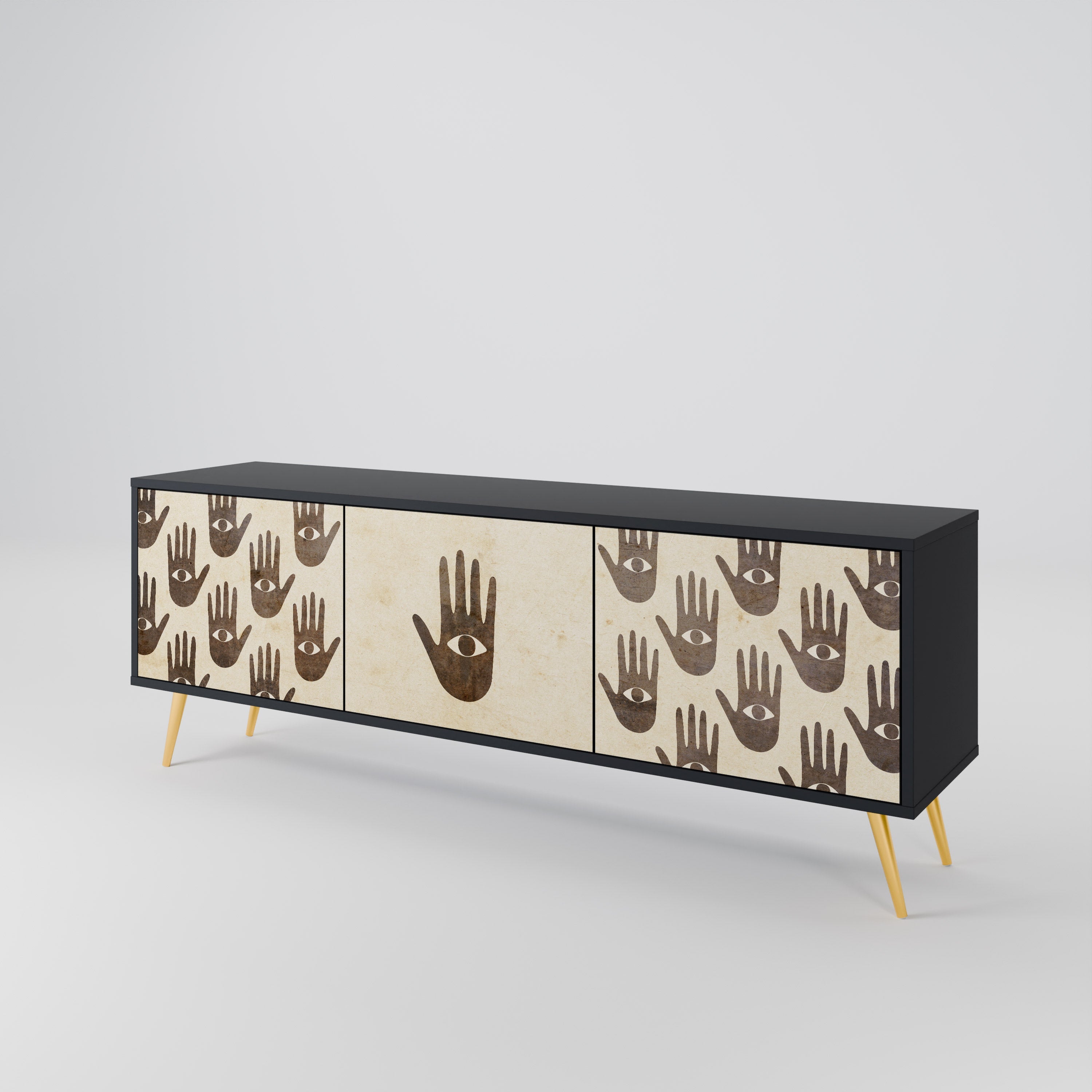 SEE MORE TV-Lowboard mit 3 Türen in Schwarz