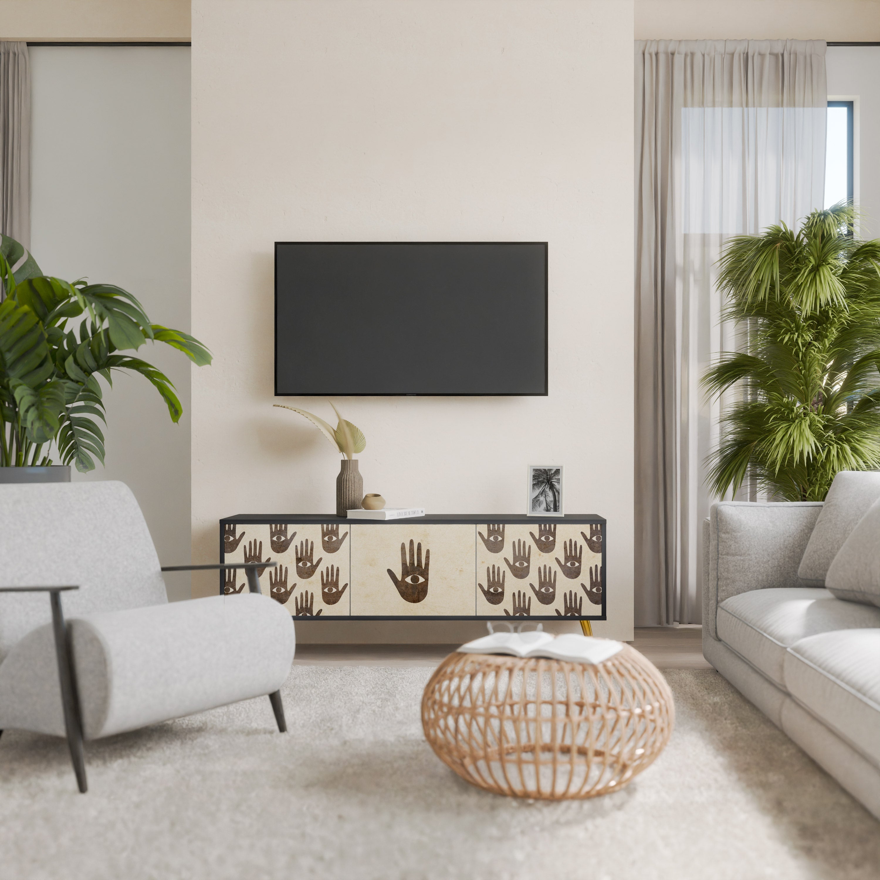 SEE MORE TV-Lowboard mit 3 Türen in Schwarz