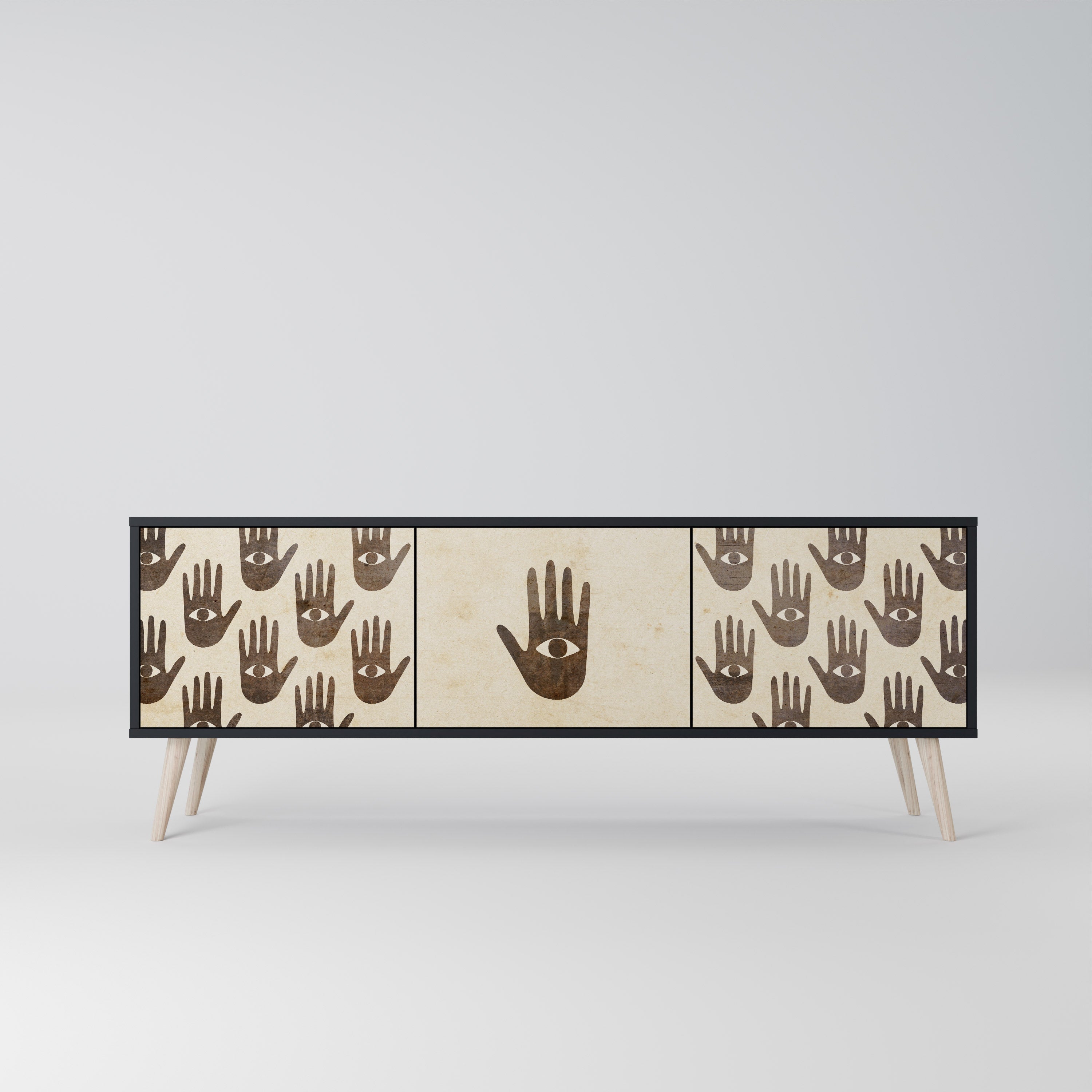 SEE MORE TV-Lowboard mit 3 Türen in Schwarz