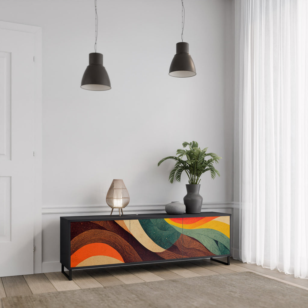 COLORFUL STRANDS TV-Lowboard mit 3 Türen in Schwarz