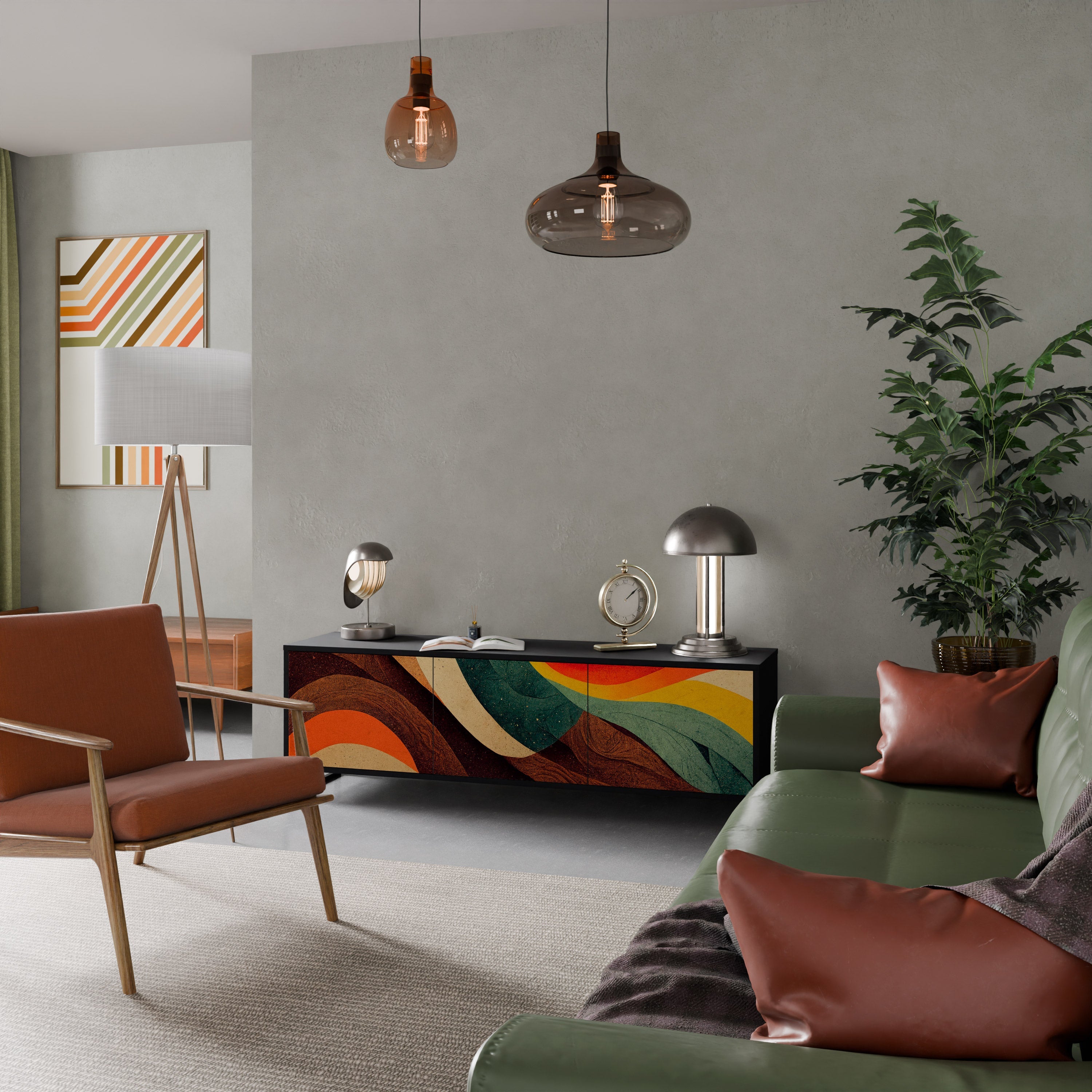 COLORFUL STRANDS TV-Lowboard mit 3 Türen in Schwarz