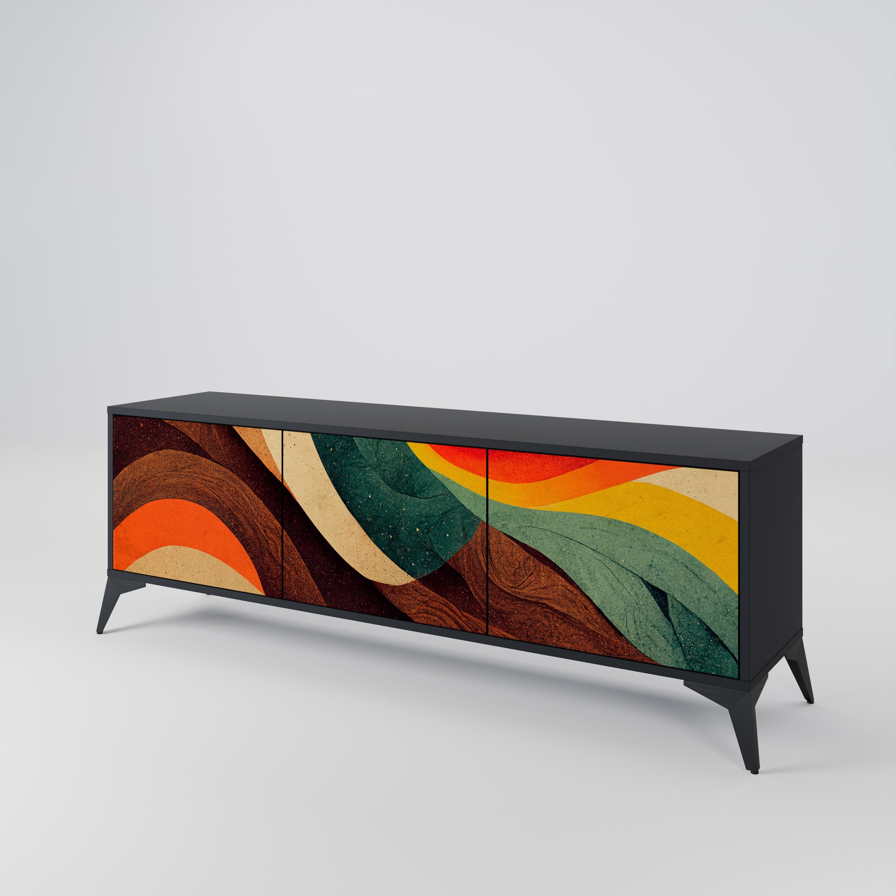 COLORFUL STRANDS TV-Lowboard mit 3 Türen in Schwarz