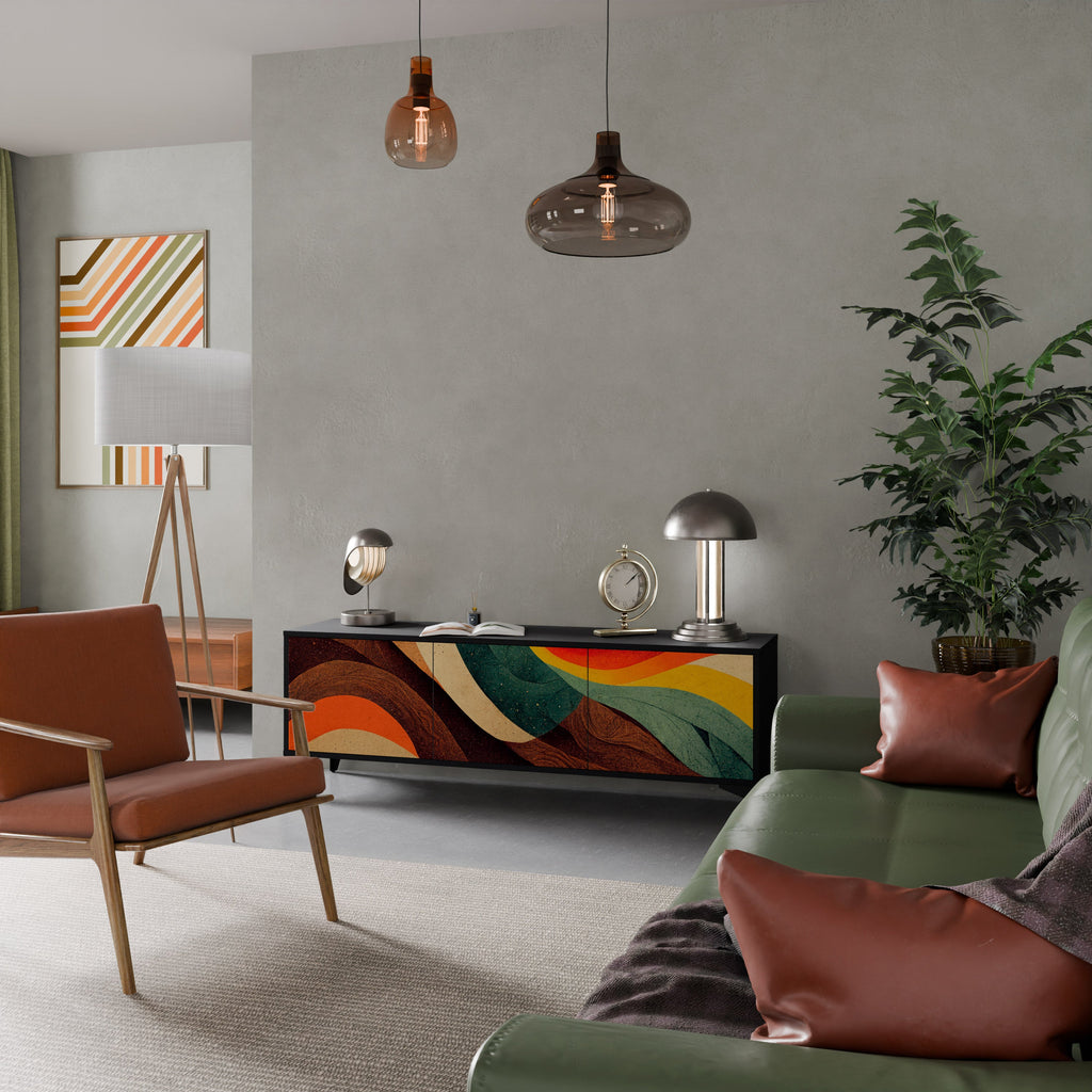 COLORFUL STRANDS TV-Lowboard mit 3 Türen in Schwarz