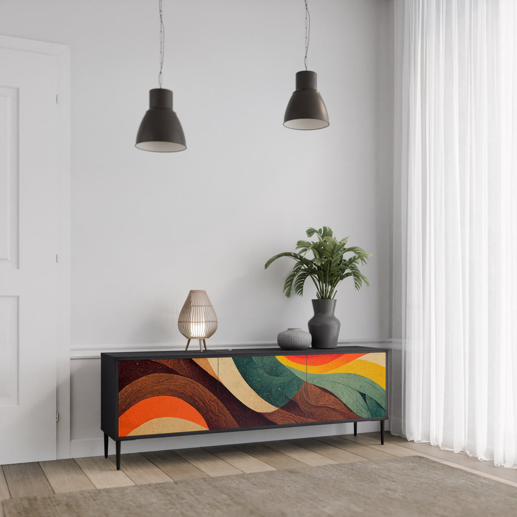 COLORFUL STRANDS TV-Lowboard mit 3 Türen in Schwarz