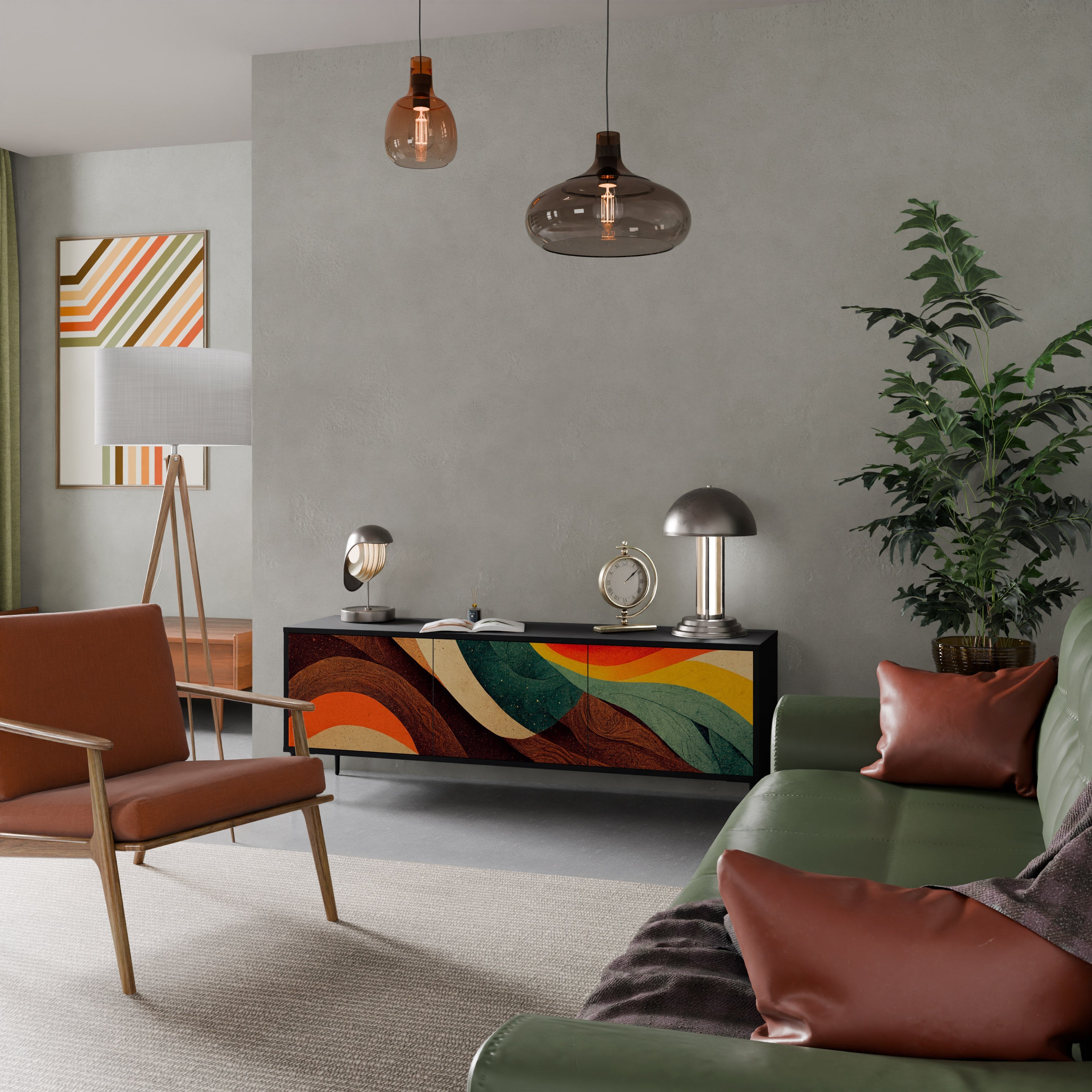 COLORFUL STRANDS TV-Lowboard mit 3 Türen in Schwarz