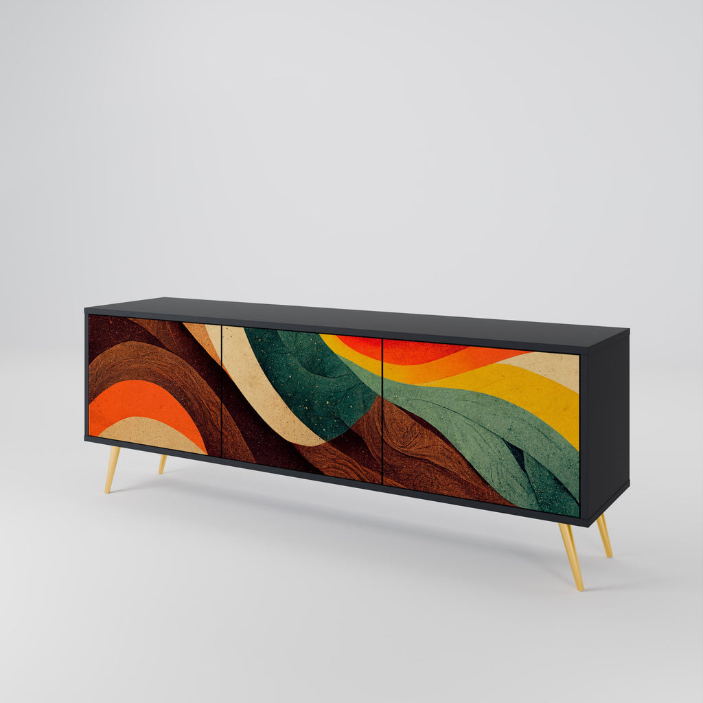 COLORFUL STRANDS TV-Lowboard mit 3 Türen in Schwarz