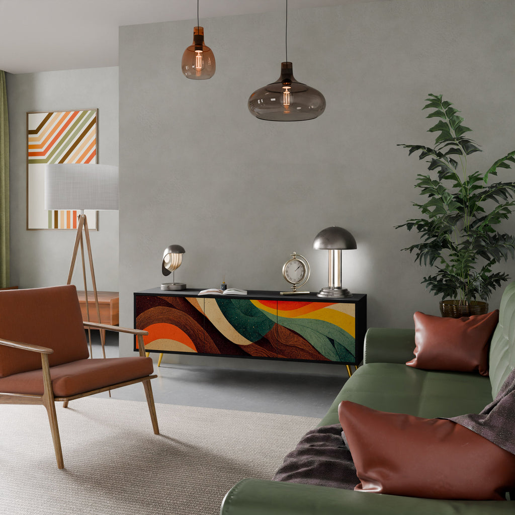 COLORFUL STRANDS TV-Lowboard mit 3 Türen in Schwarz