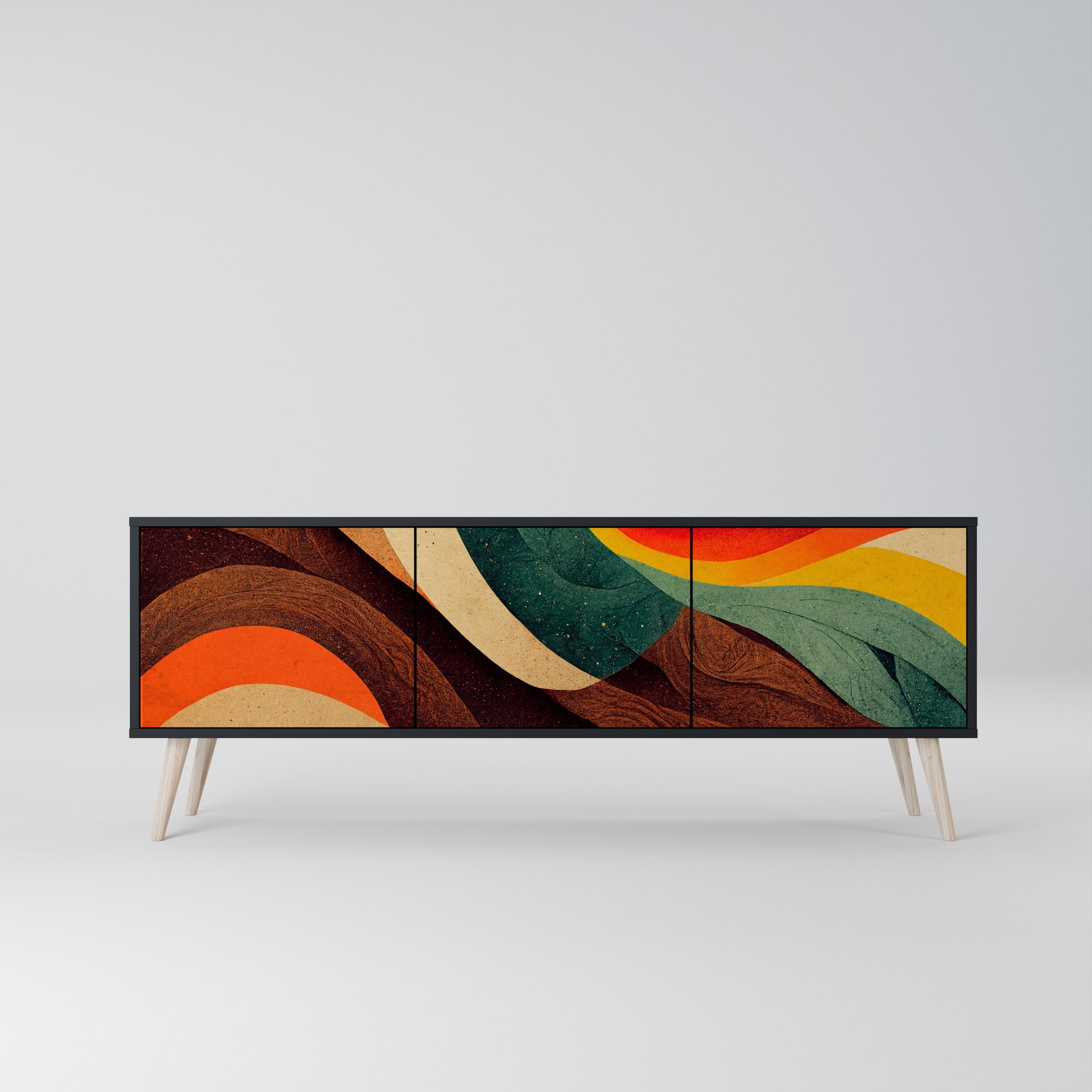 COLORFUL STRANDS TV-Lowboard mit 3 Türen in Schwarz