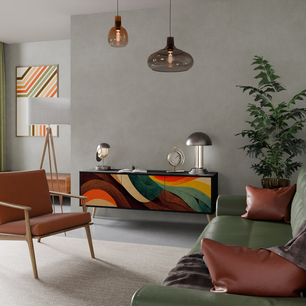 COLORFUL STRANDS TV-Lowboard mit 3 Türen in Schwarz