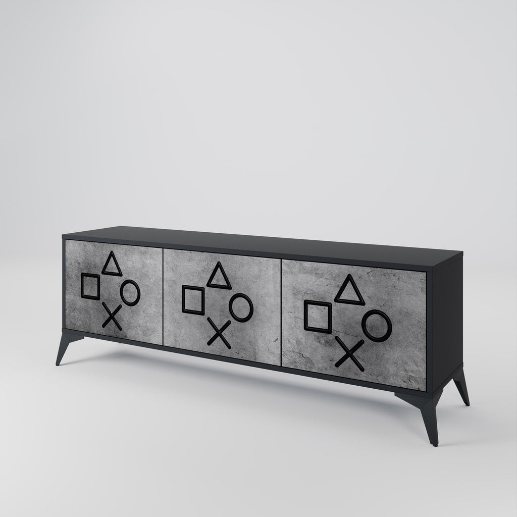 GAMER CHOICE TV-Lowboard mit 3 Türen in Schwarz