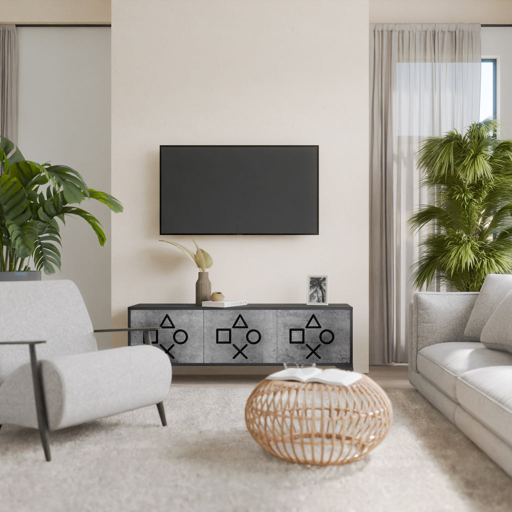 GAMER CHOICE TV-Lowboard mit 3 Türen in Schwarz