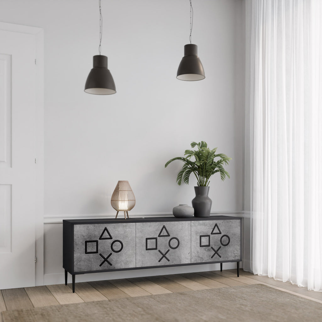 GAMER CHOICE TV-Lowboard mit 3 Türen in Schwarz