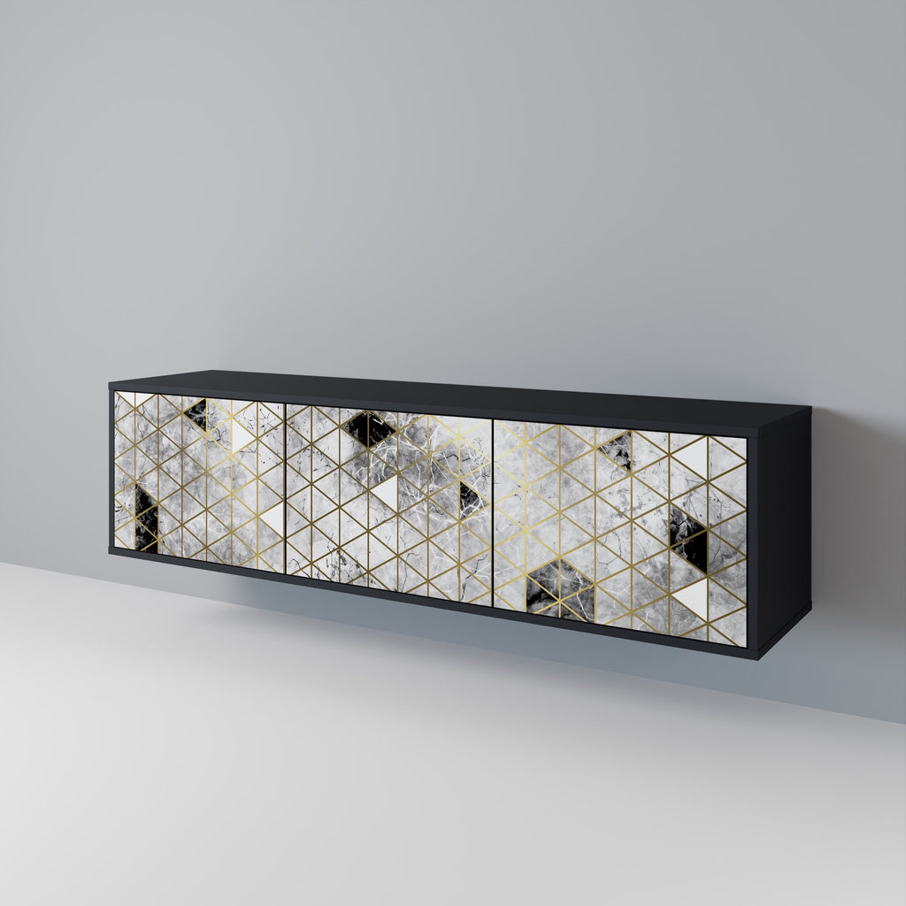 ASHEN ARIA TV-Lowboard mit 3 Türen in Schwarz